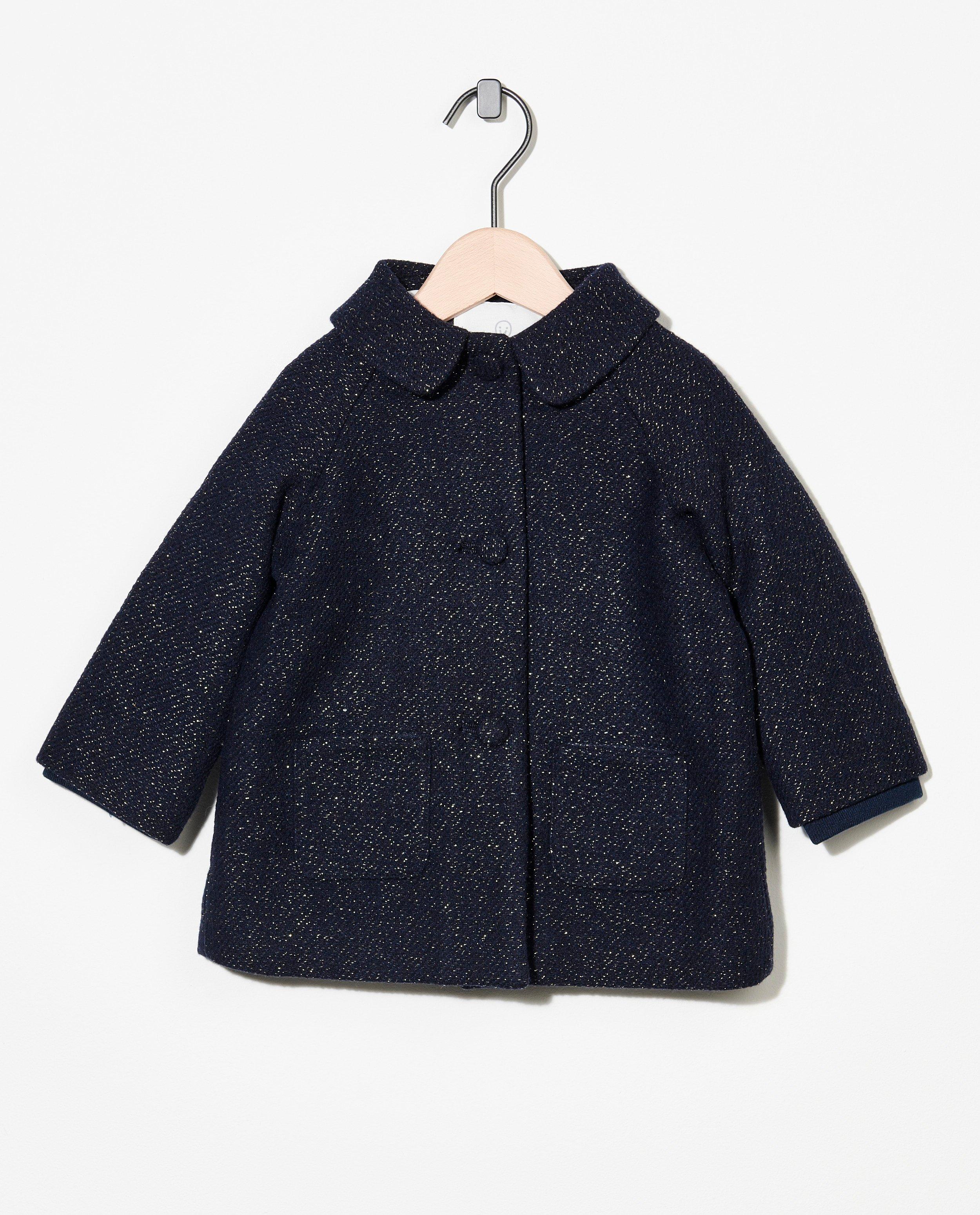 Manteau bleu foncé avec fil métallisé - intégral - Cuddles and Smiles