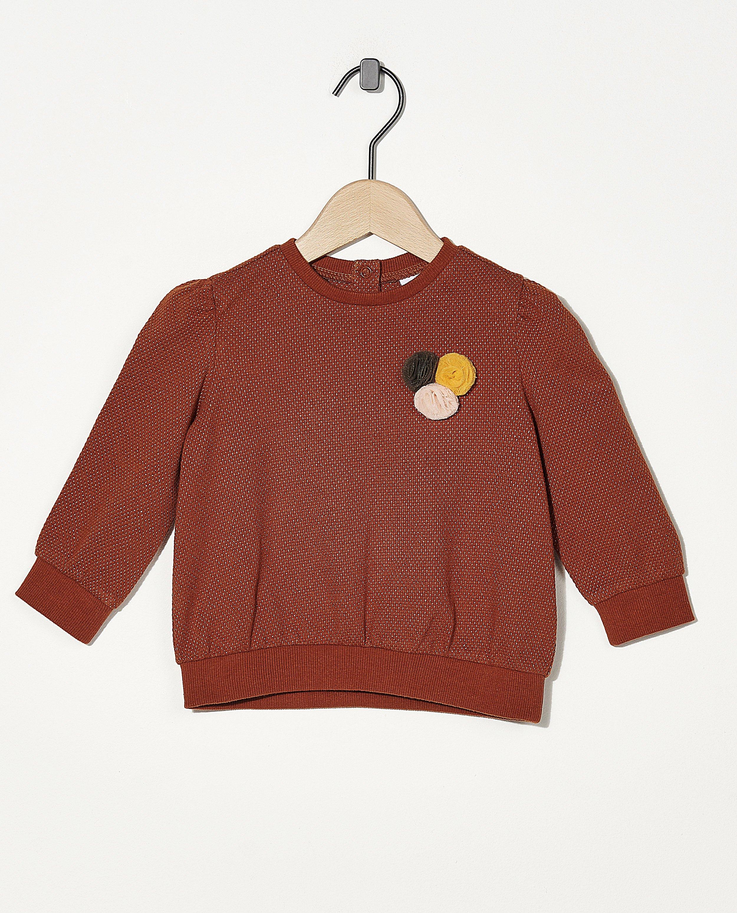 Sweat brun à fil métallisé - et pompons - Bumba