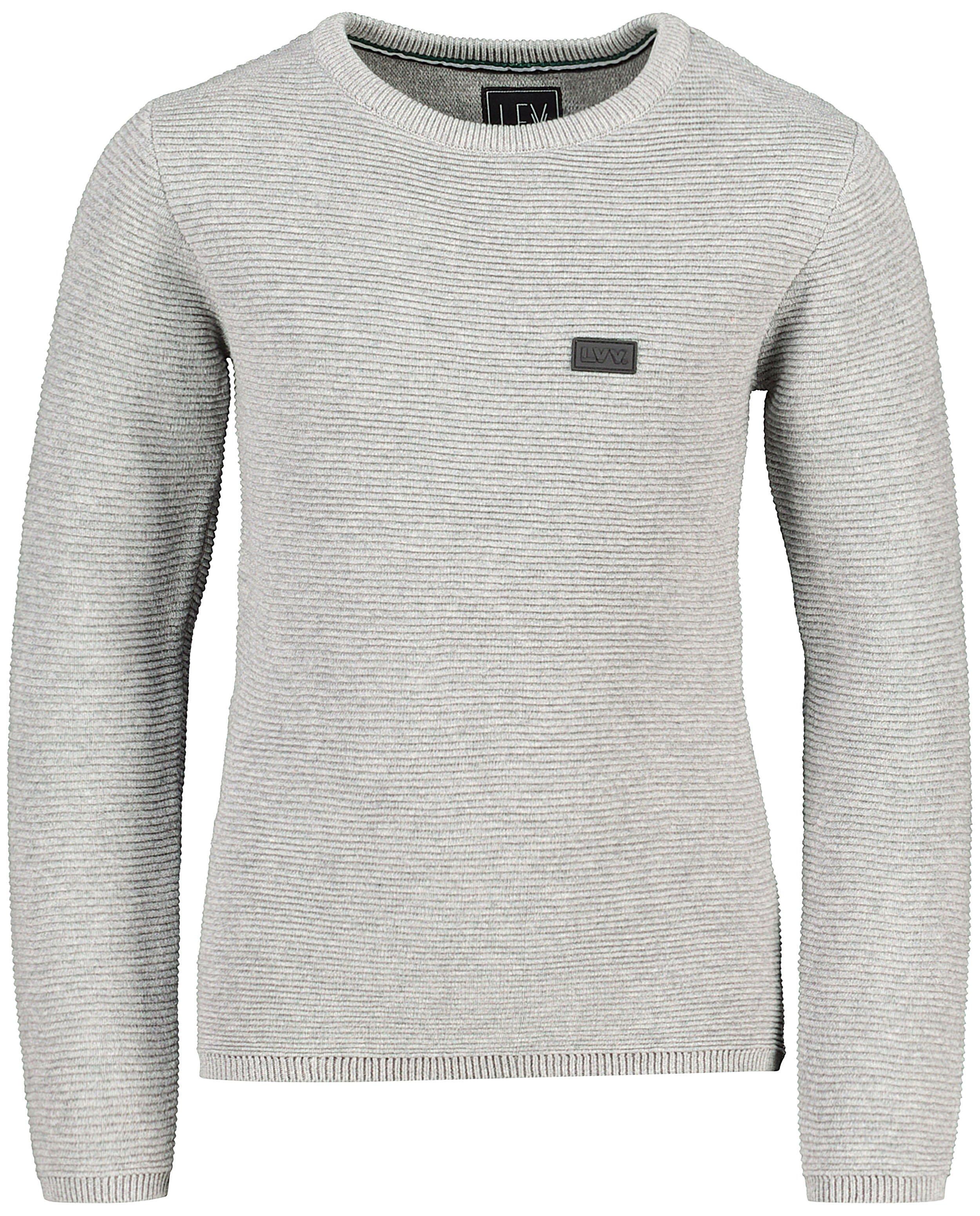 Grijze trui met ribreli&euml;f Levv - van fijne brei - Levv