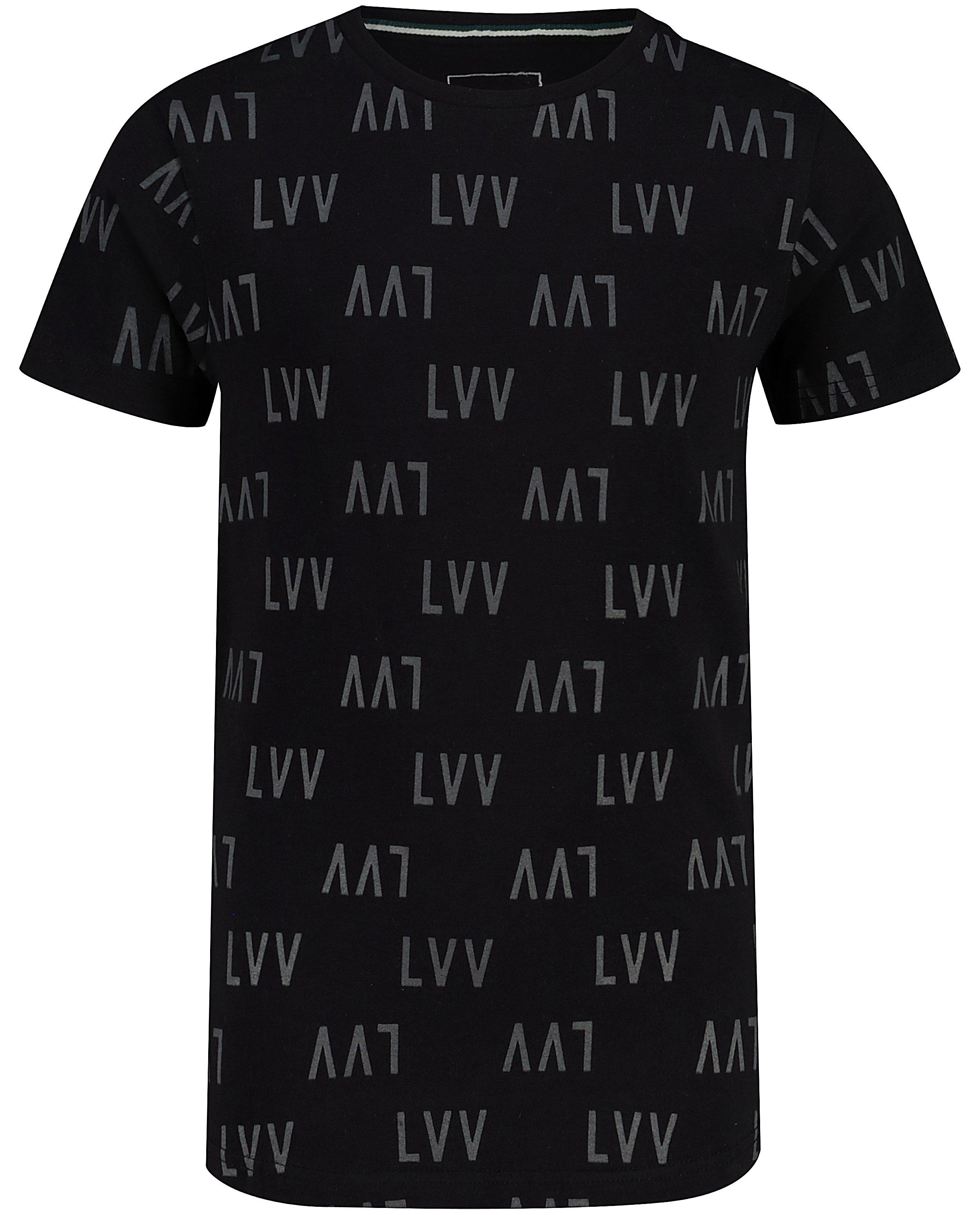 Zwart T-shirt met opschrift Levv - allover - Levv