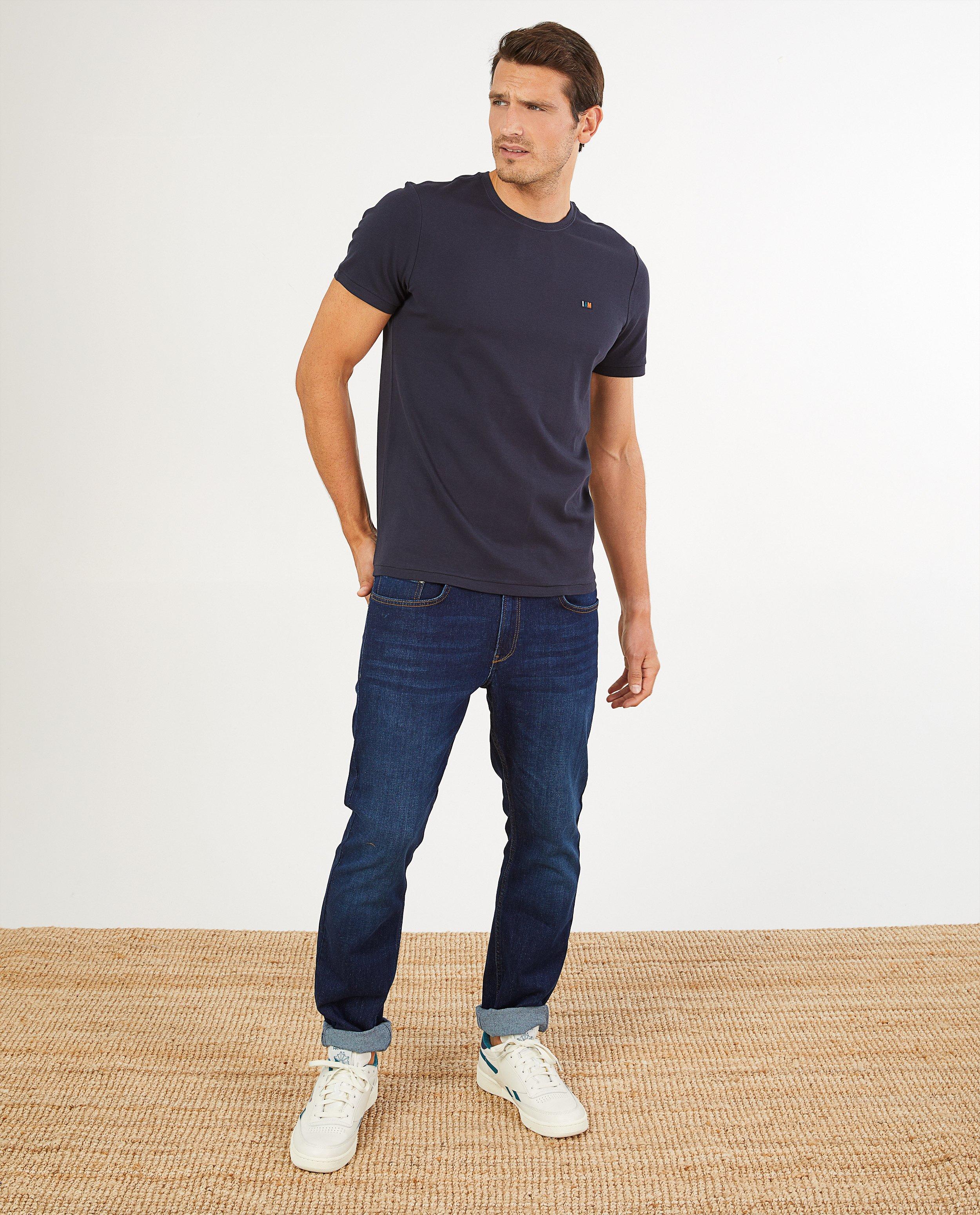 Blauw T-shirt van biokatoen I AM - met patch - I AM
