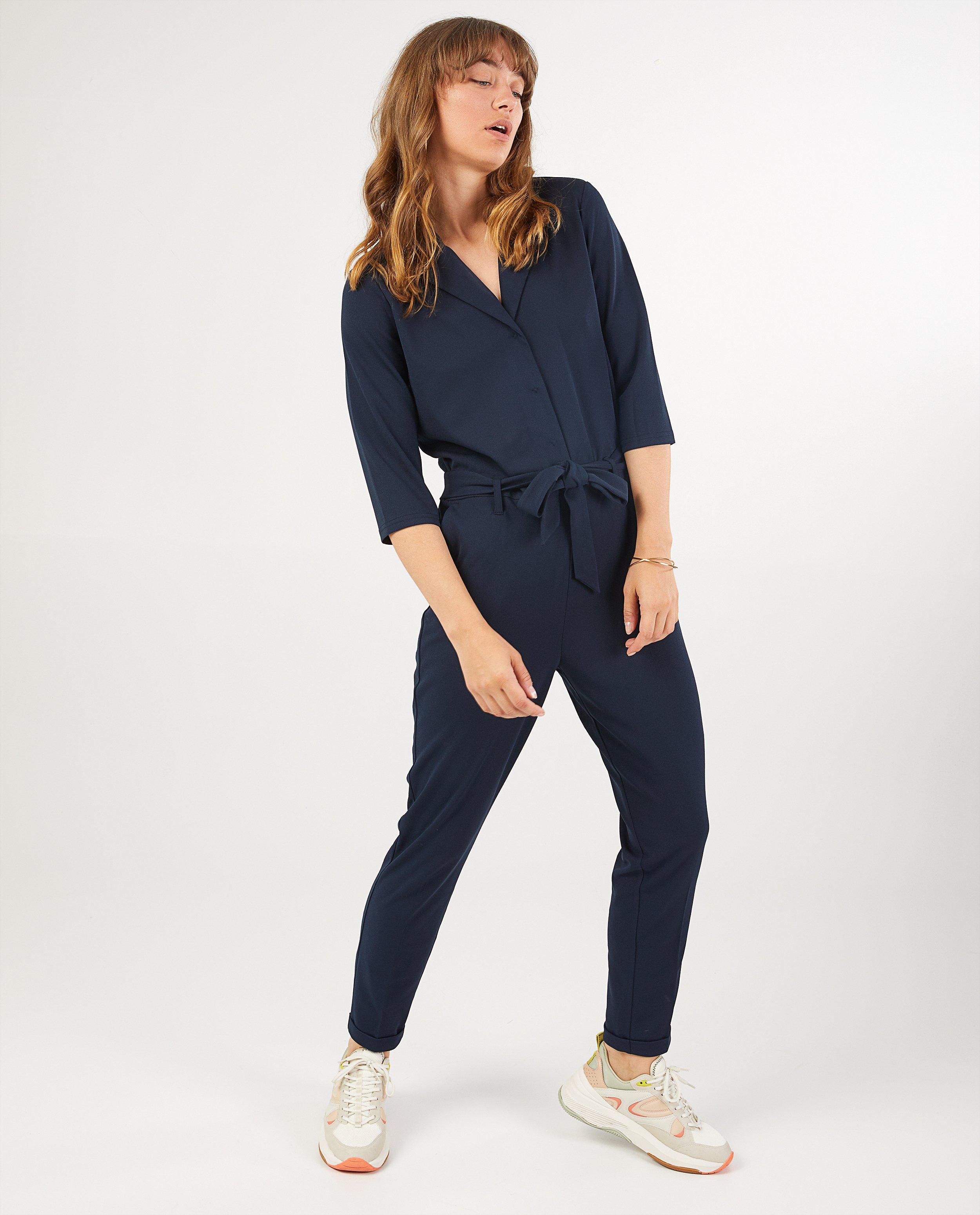 Blauwe jumpsuit Sara De Paduwa - effen - Sara de Paduwa