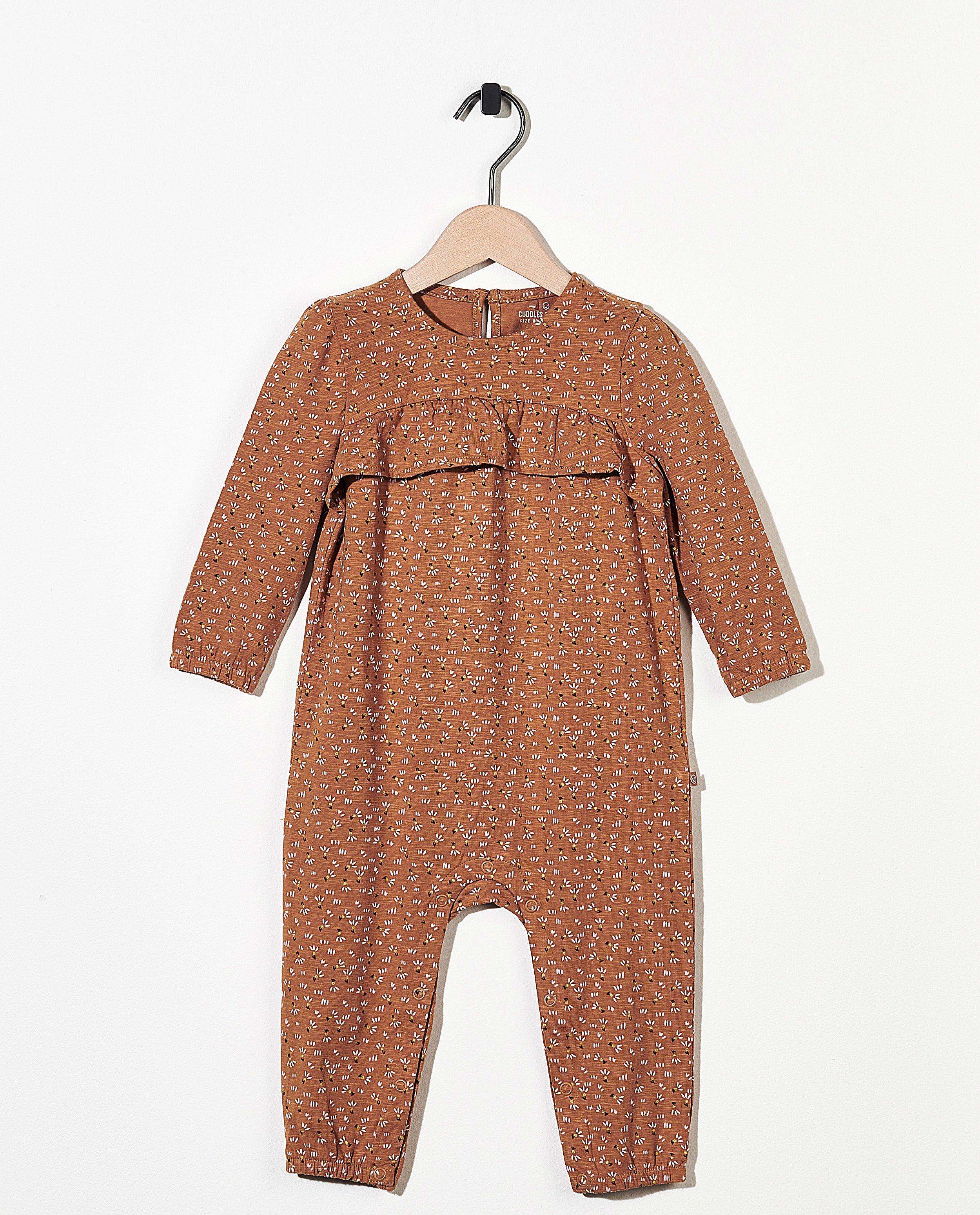 Combinaison brune avec imprimé - sur toute la surface - Newborn 50-68