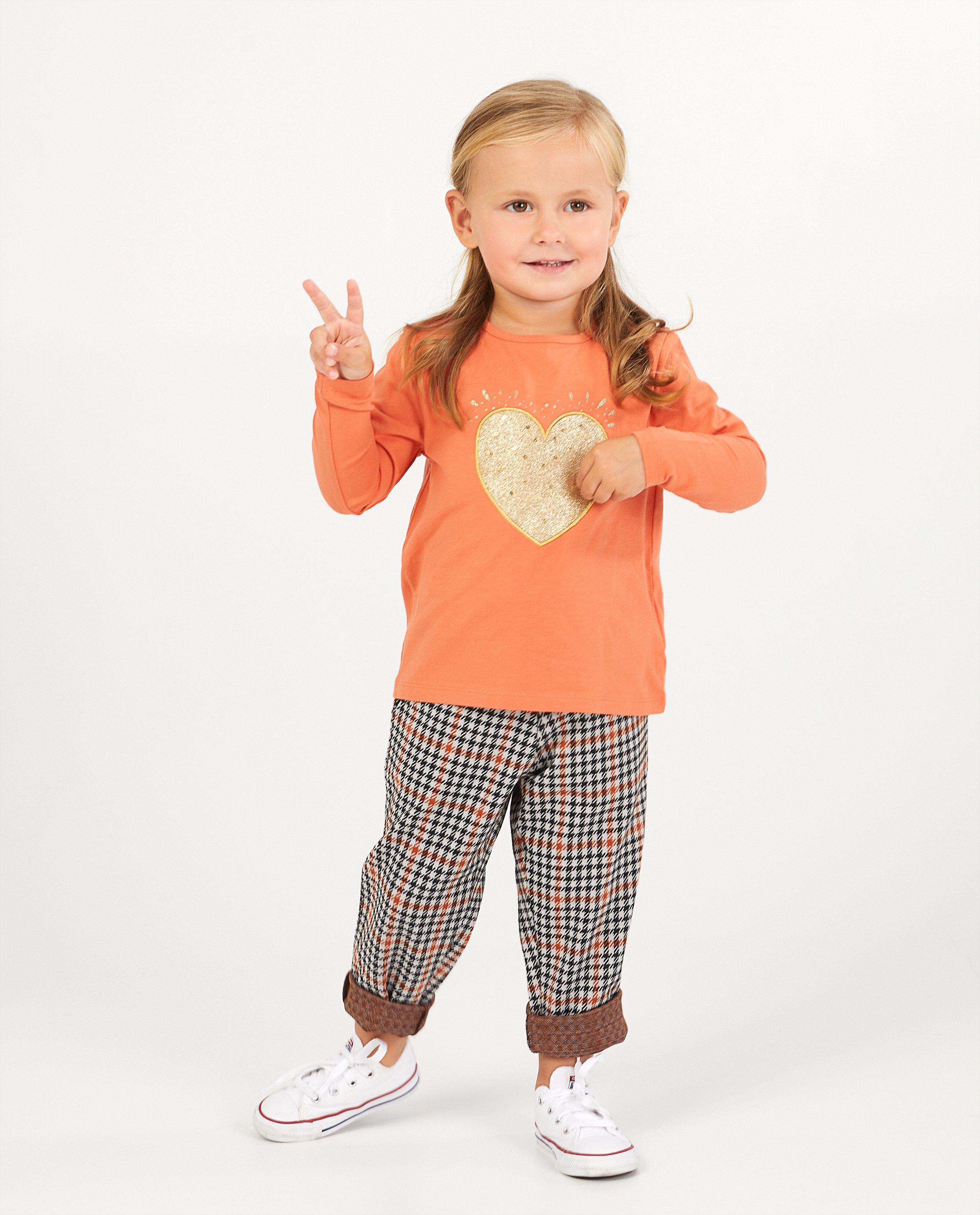 Oranje longsleeve met hart K3 - geborduurd - K3