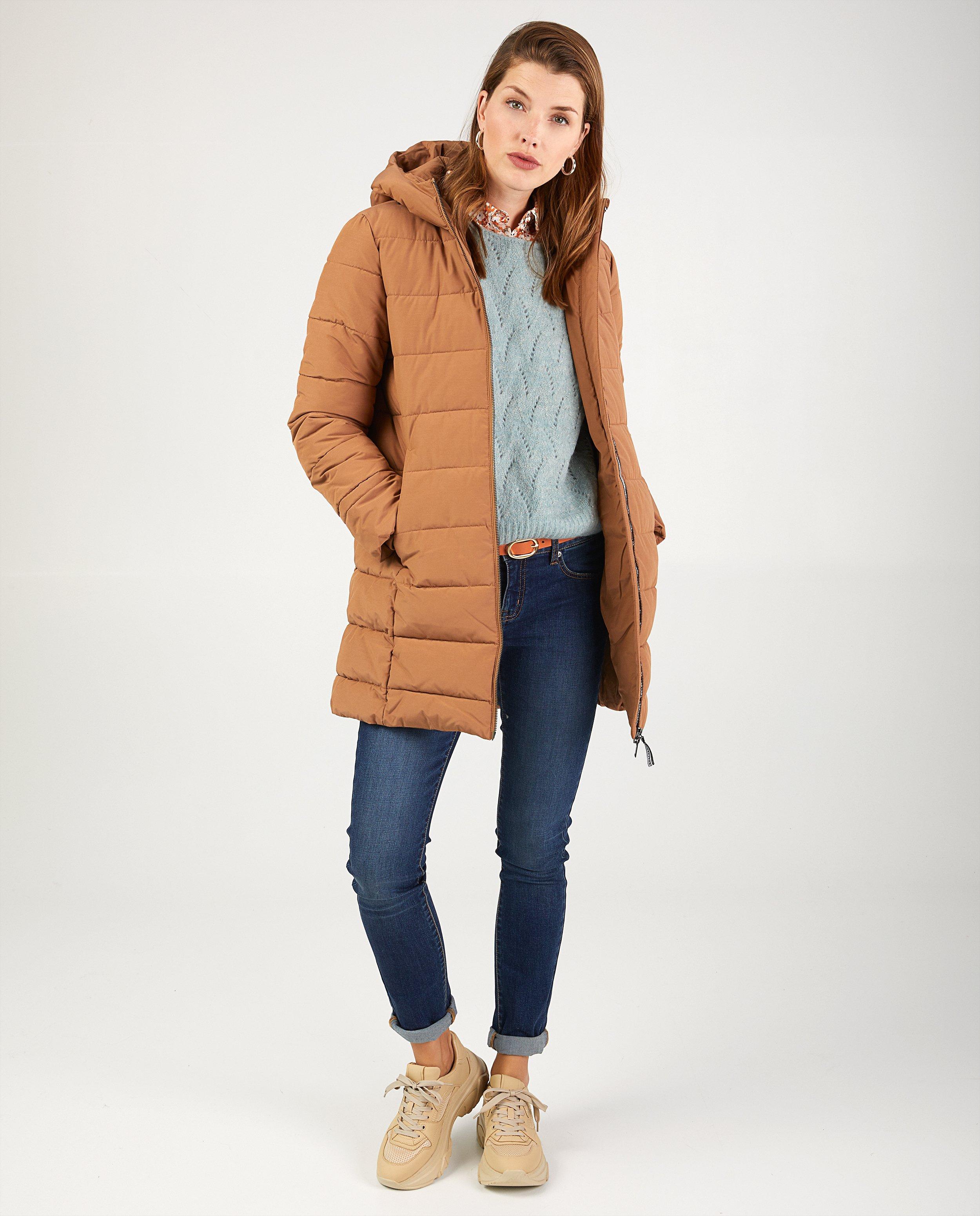 Camel winterjas met padding - met capuchon - JBC