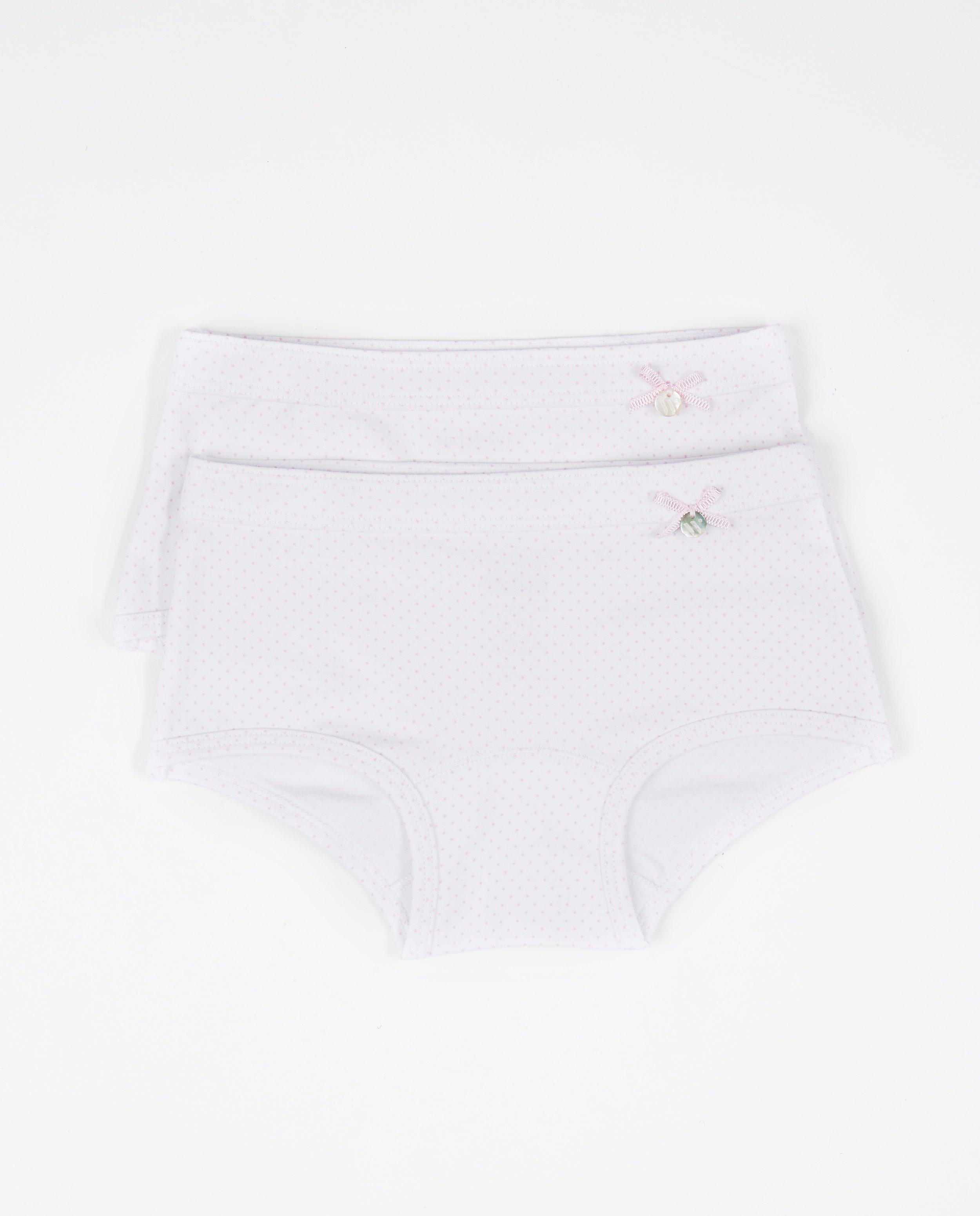 2 gestipte shorty's Woody 2-7 jaar - roze stipjes - Woody