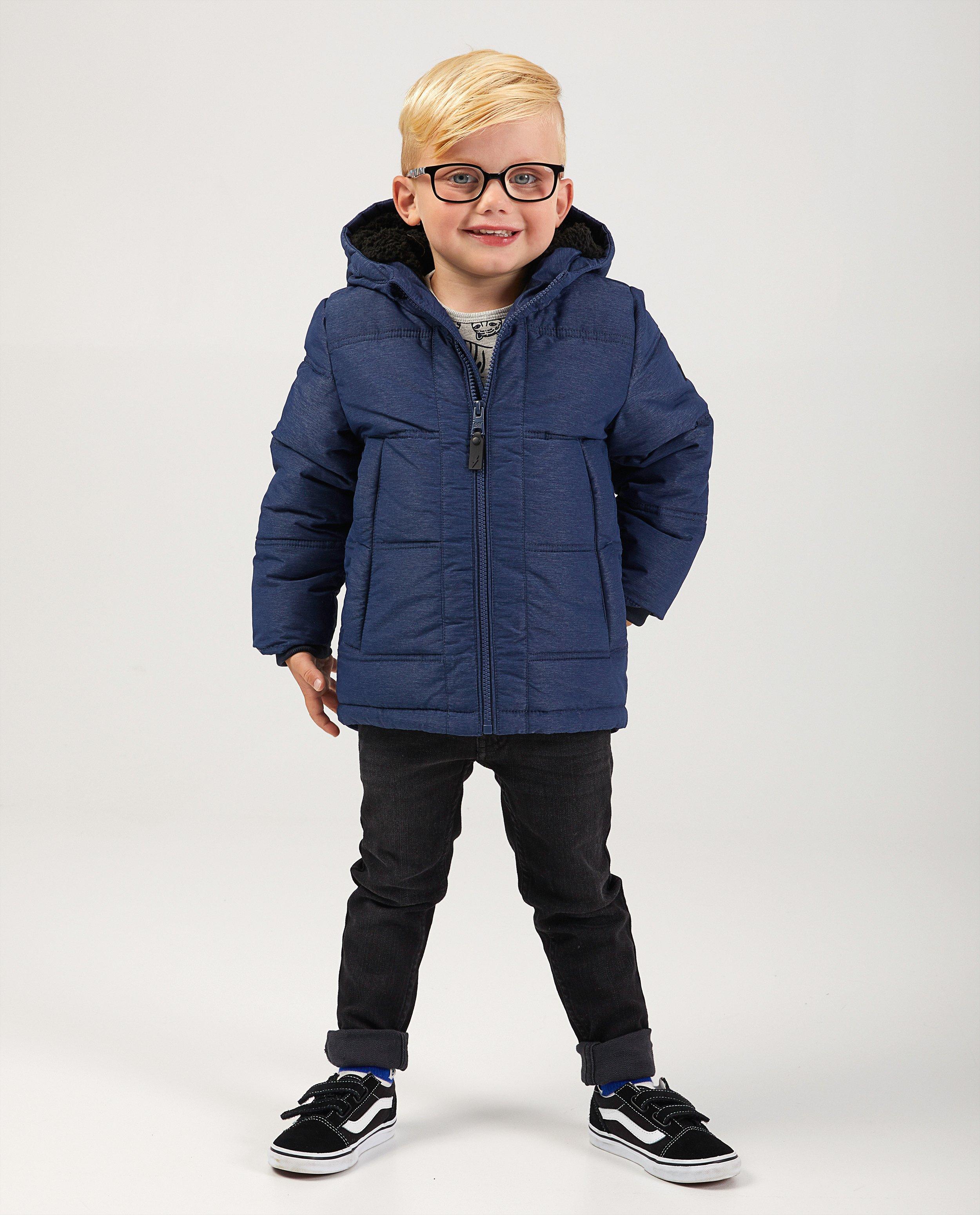 Blauwe winterjas met teddy-voering - waterafstotend - JBC