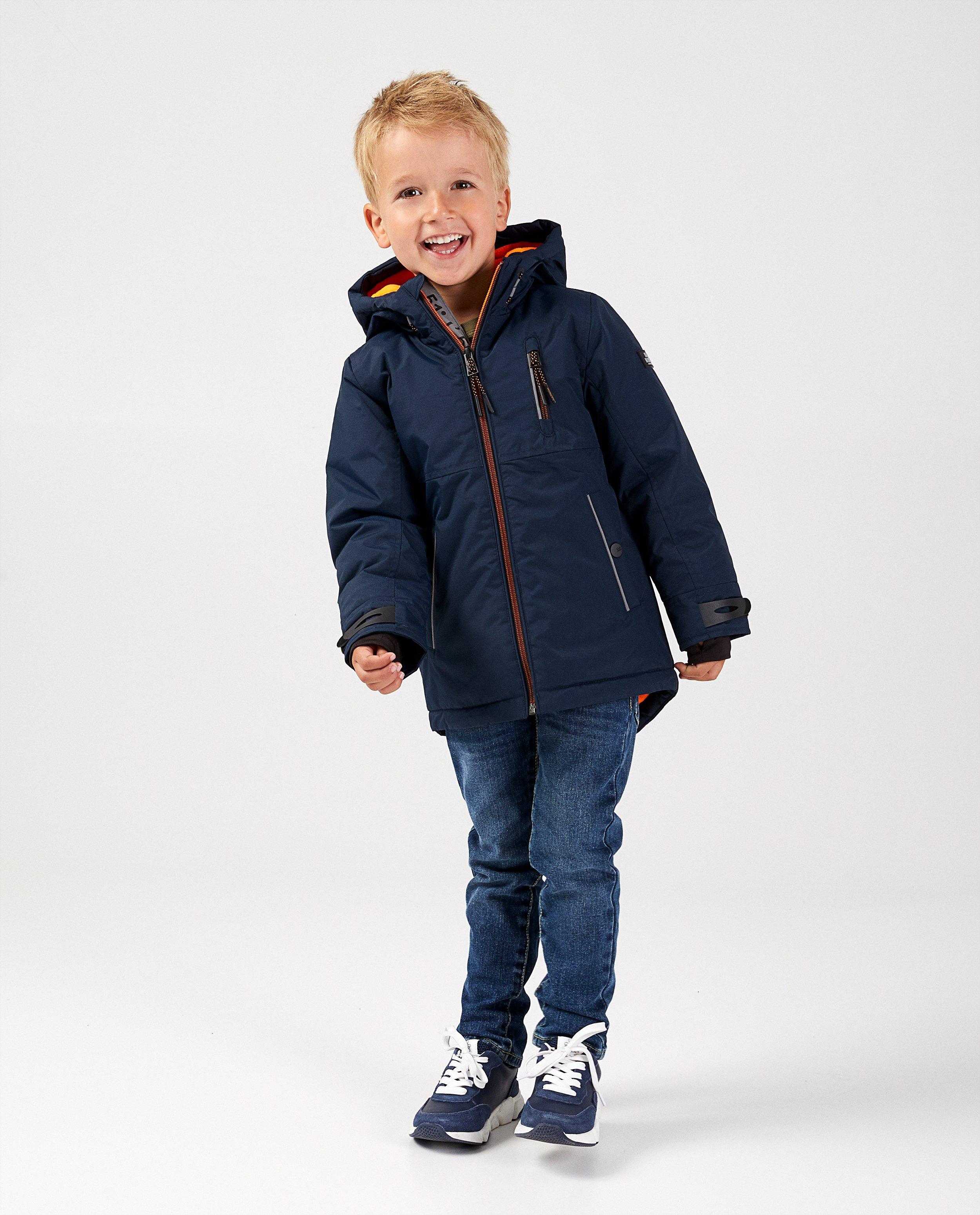 Blauwe winterjas met fluo-details - waterafstotend - JBC