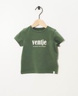 Groen T-shirt van biokatoen (NL) - met opschrift - Cuddles and Smiles