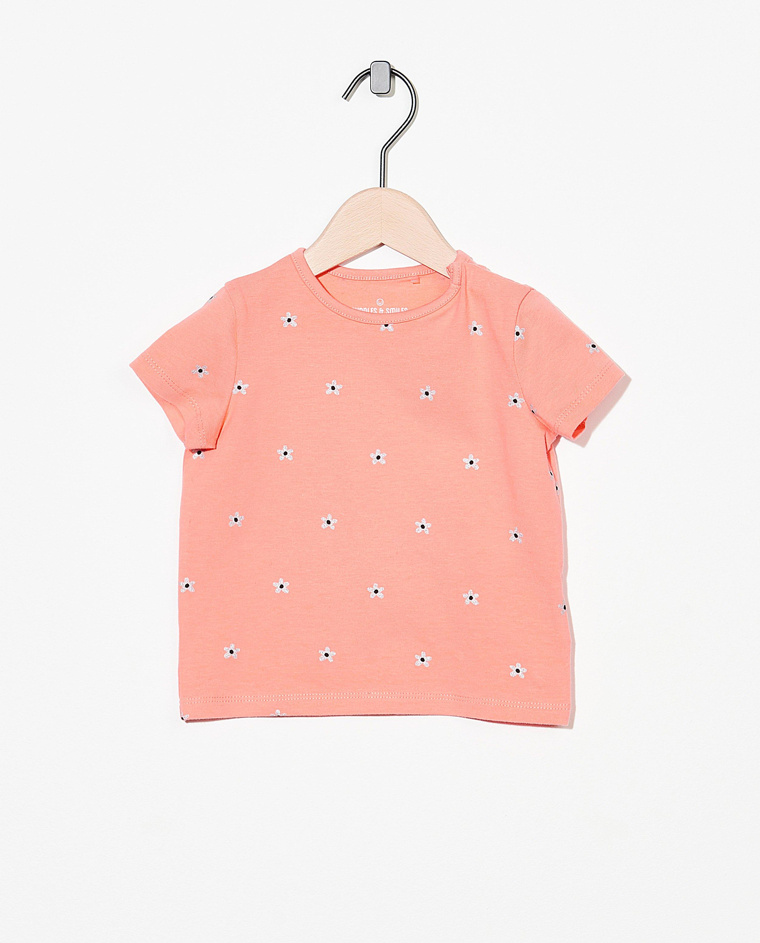 T-shirt orange en coton bio - avec un imprimé - Cuddles and Smiles