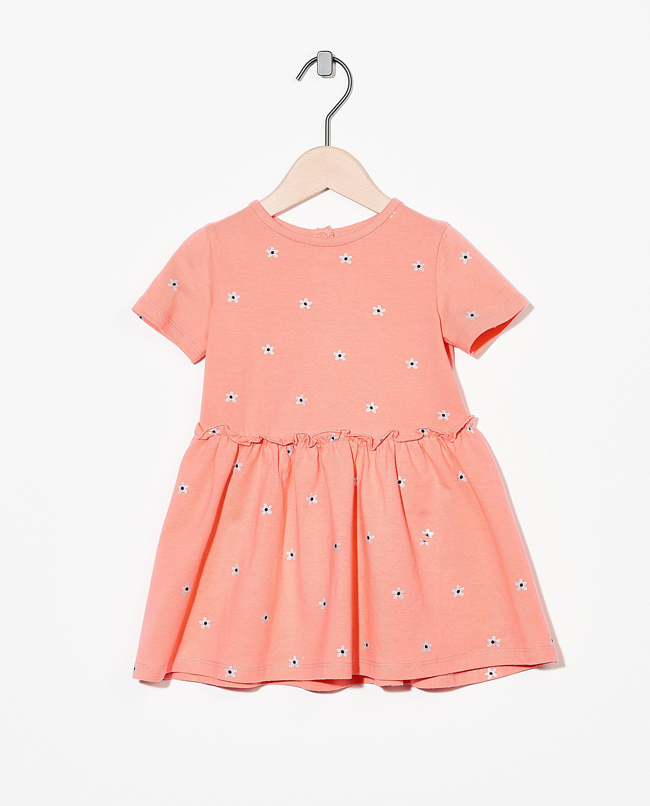 Roze jurk van biokatoen - met bloemenprint - Cuddles and Smiles