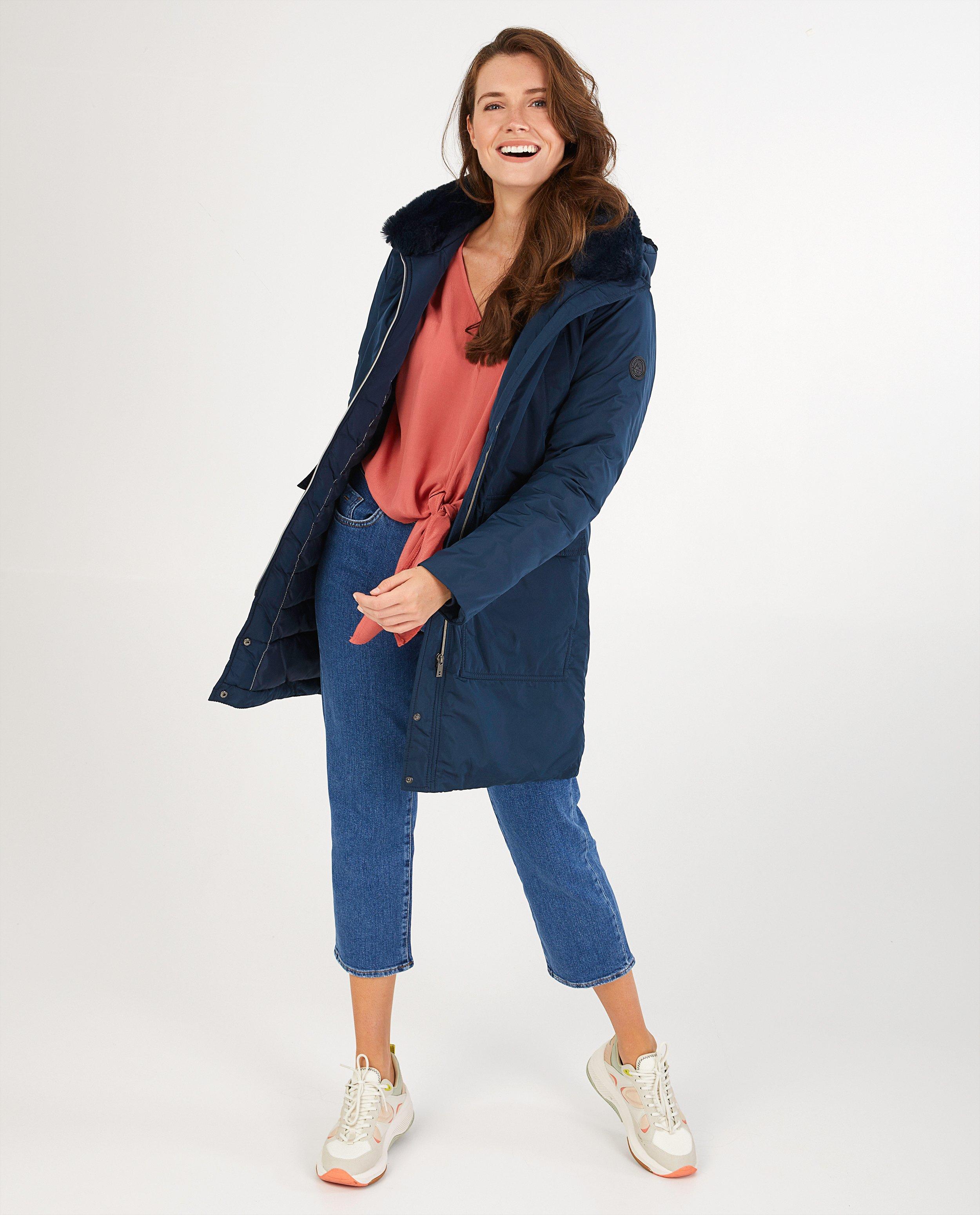 Parka bleu foncé Sora - avec col en fausse fourrure - JBC