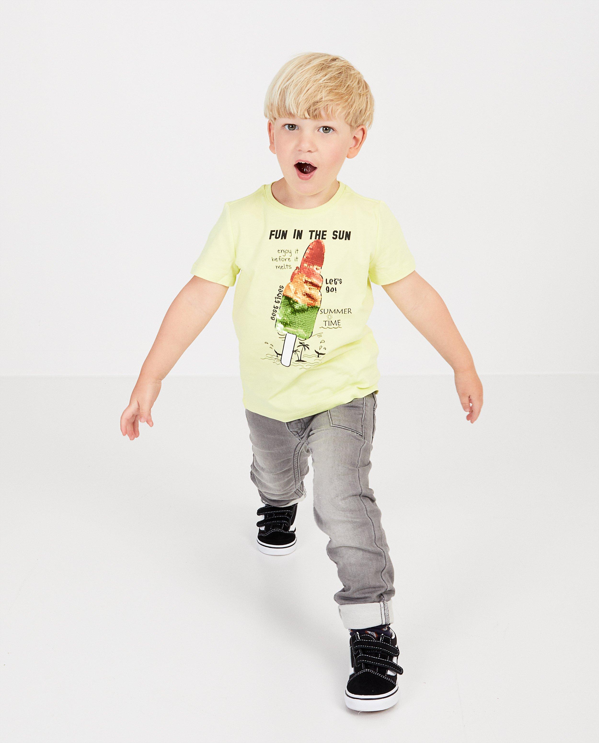 Kakigroen T-shirt met pailletten - op de borst - JBC