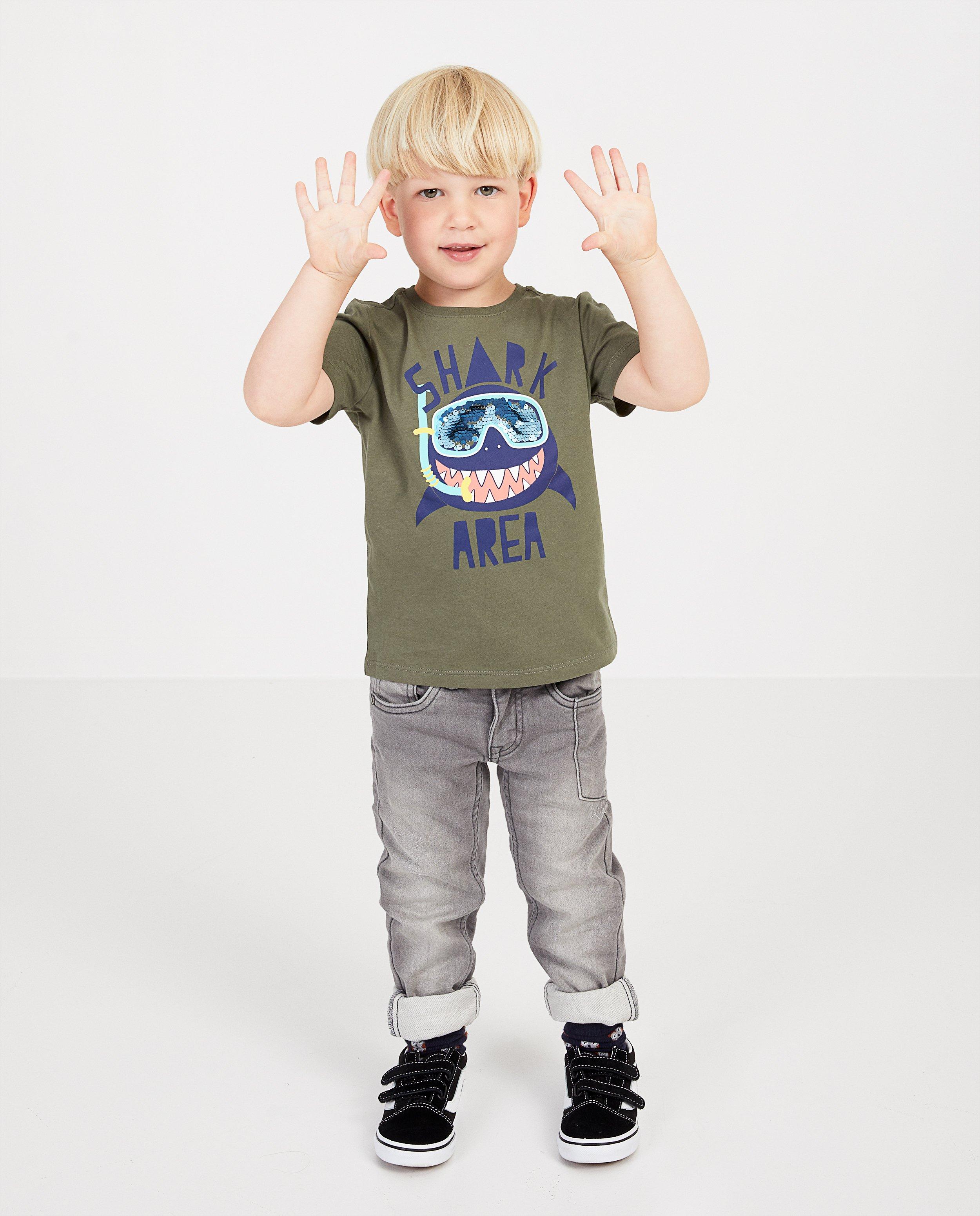 Kakigroen T-shirt met pailletten - op de borst - JBC