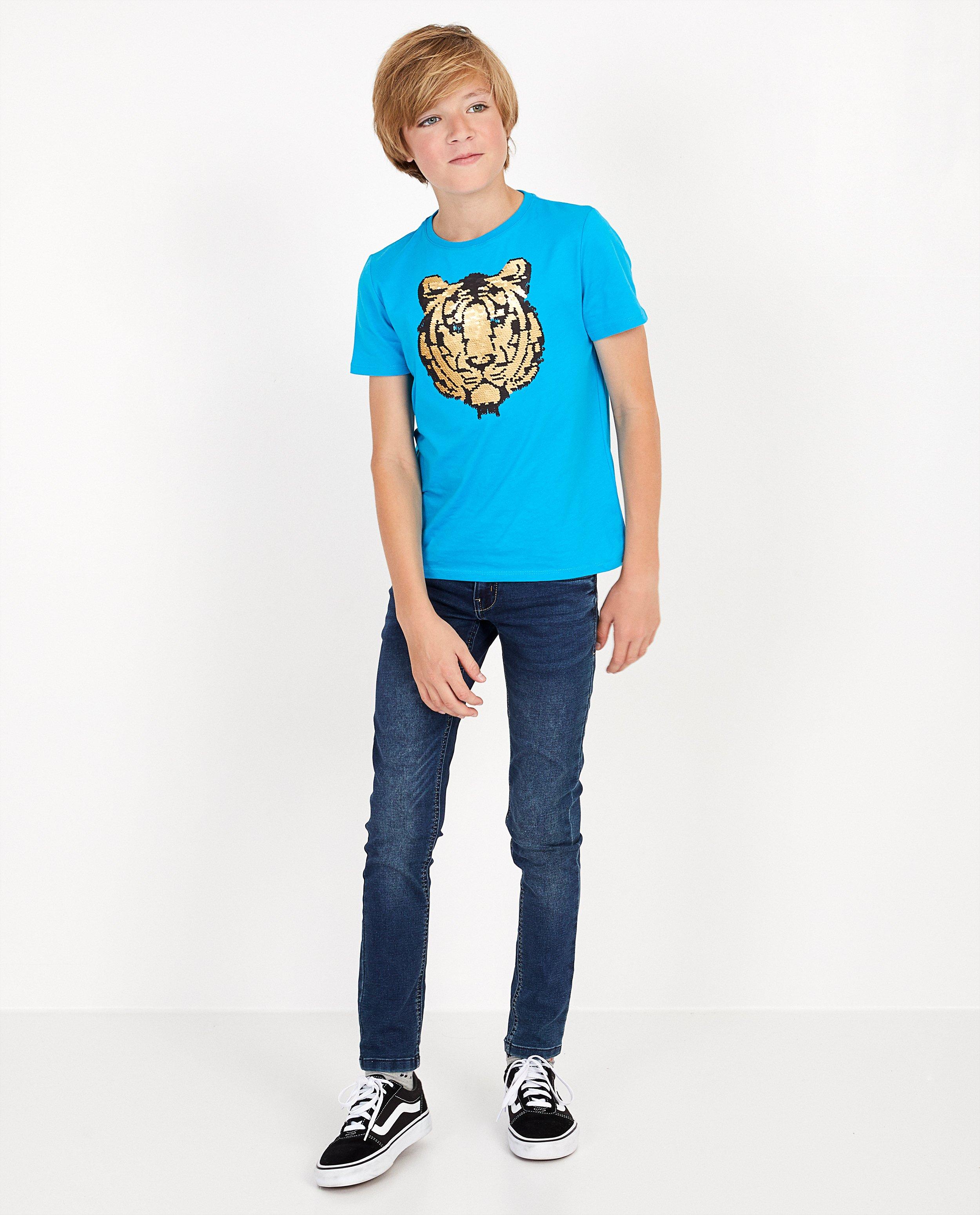Wit T-shirt met pailletten - print - JBC