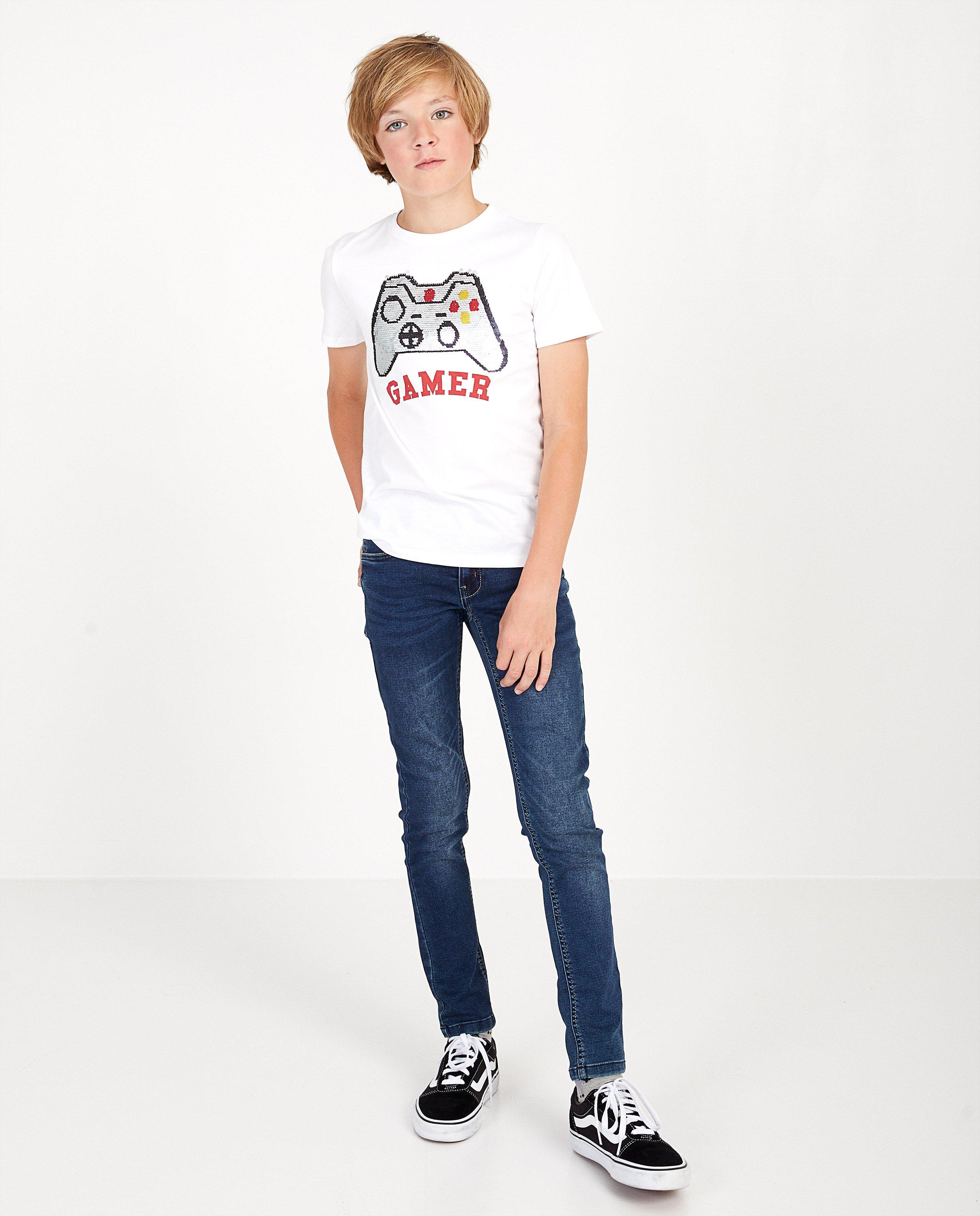 Wit T-shirt met pailletten - print - JBC