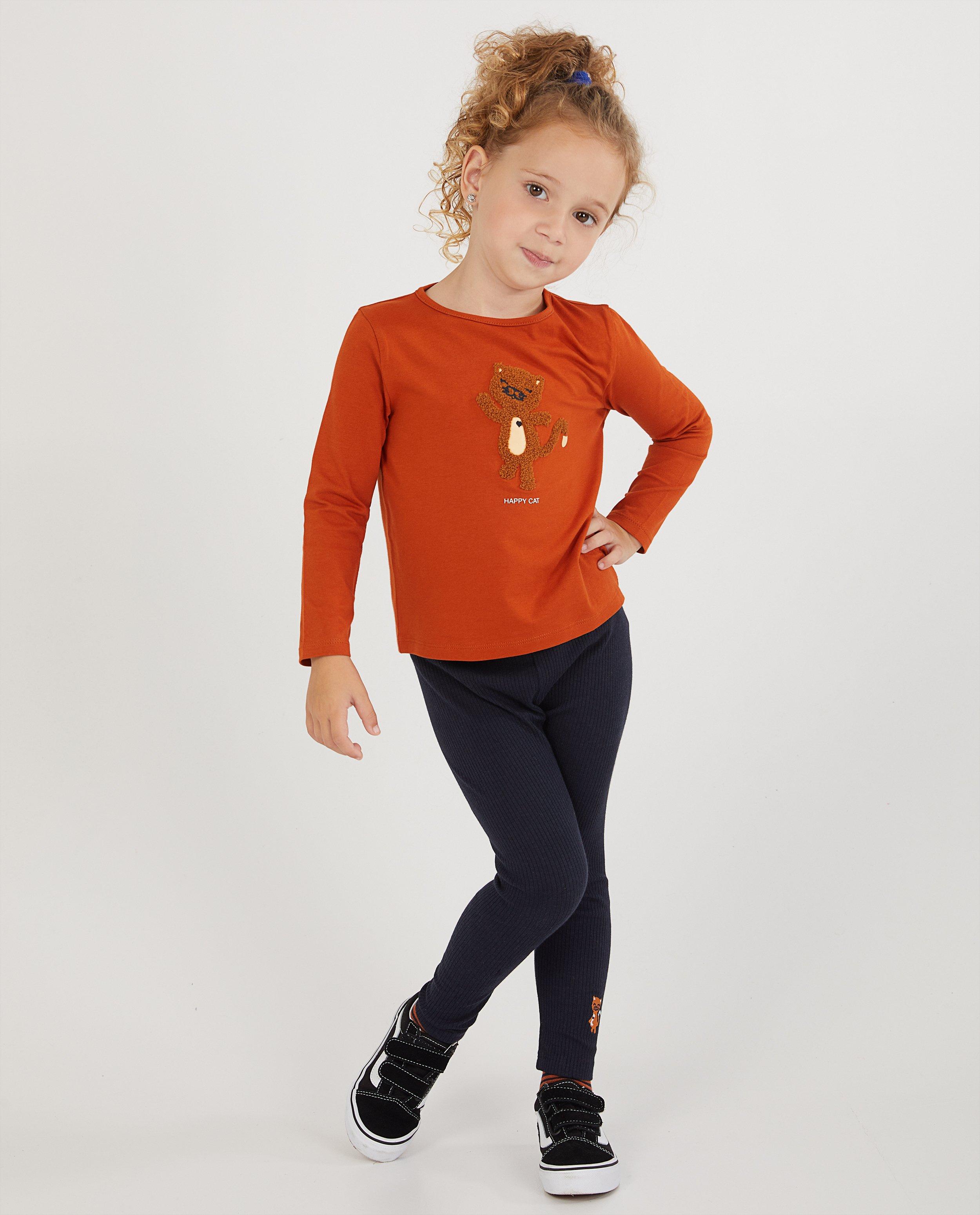 Oranje longsleeve van biokatoen - met print - Milla Star