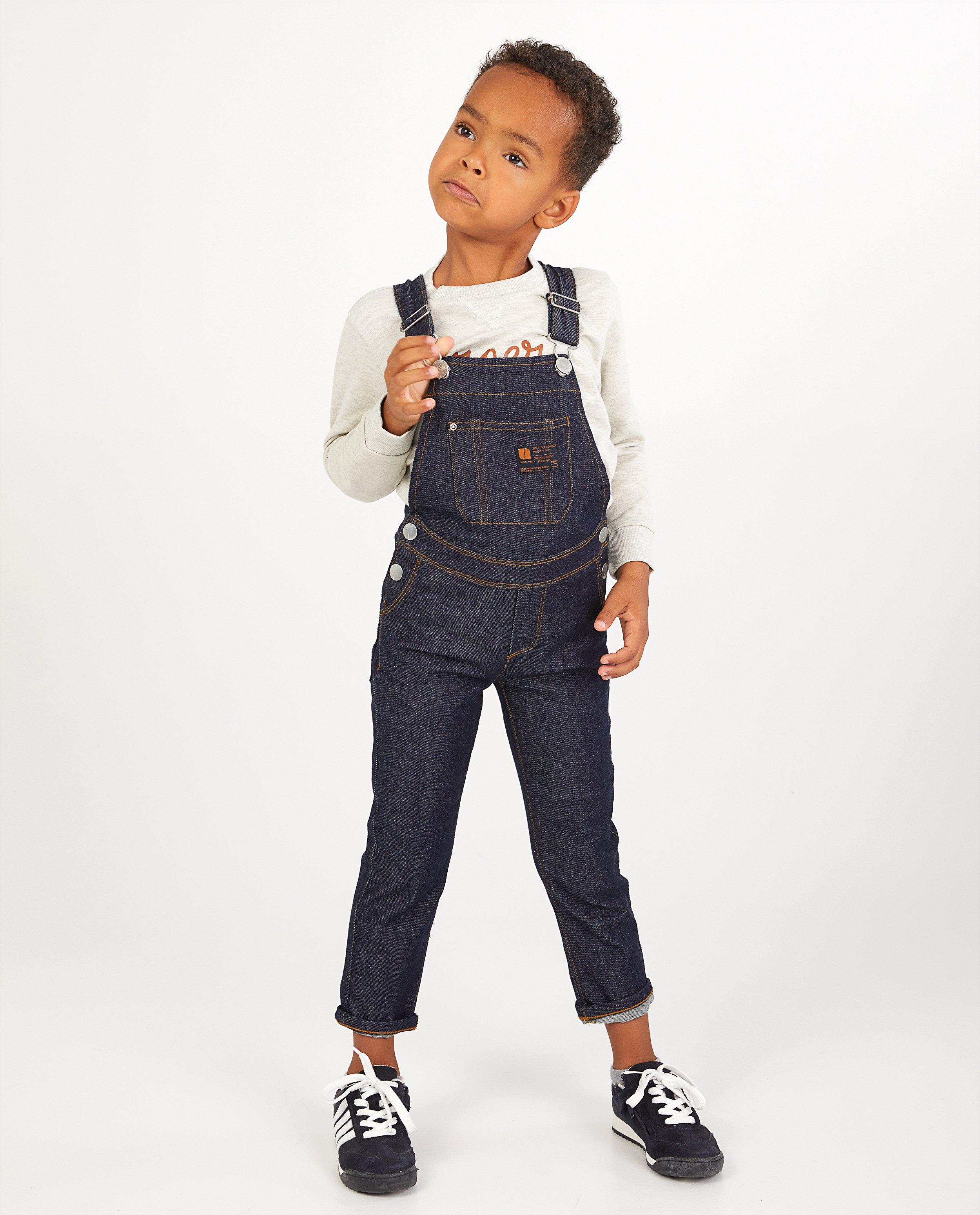Salopette bleue en denim - avec boutons-pressions - Kidz Nation