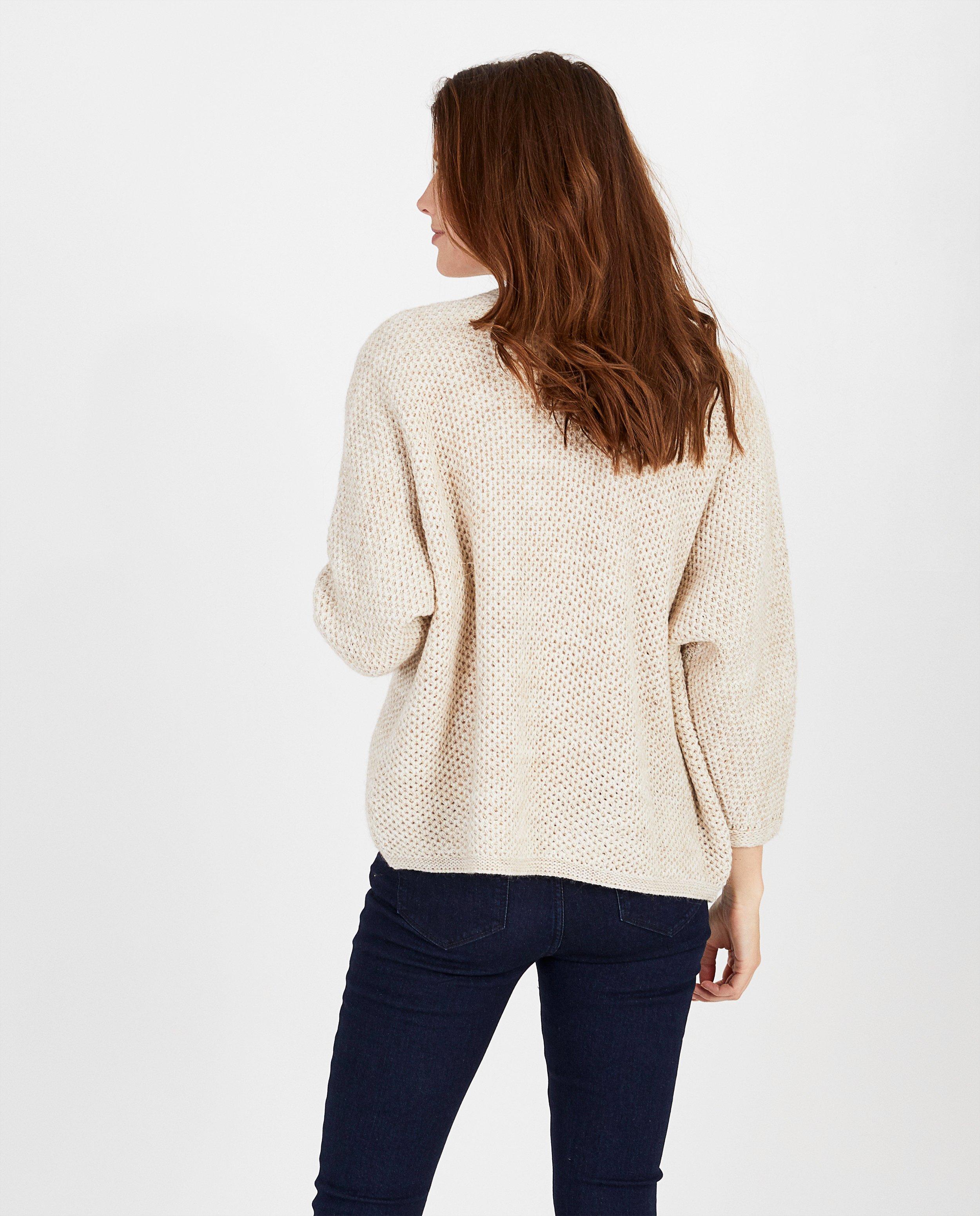 Cardigans - Cardigan beige à fil métallisé