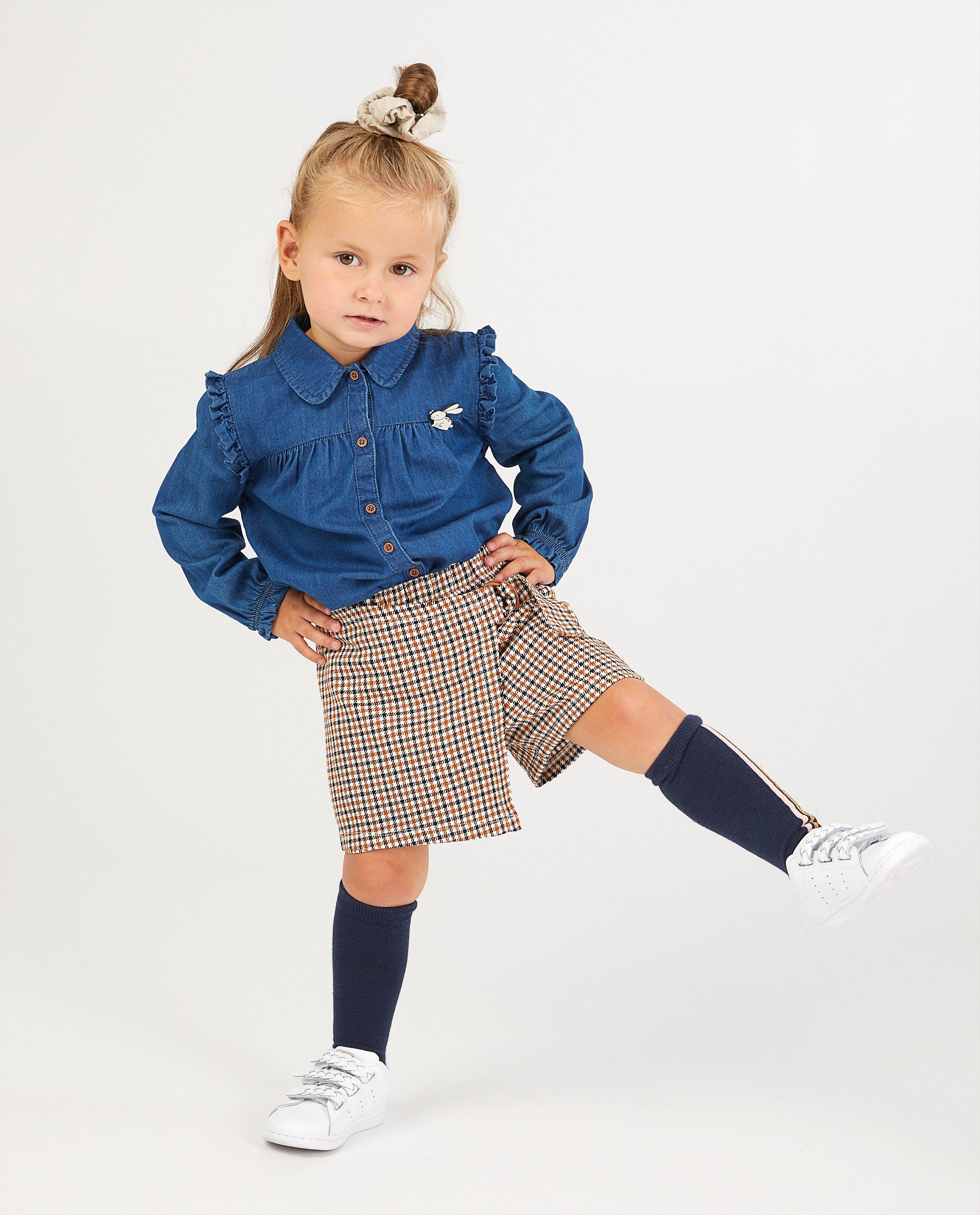 Broekrok met ruitpatroon - wit, bruin en zwart - Milla Star