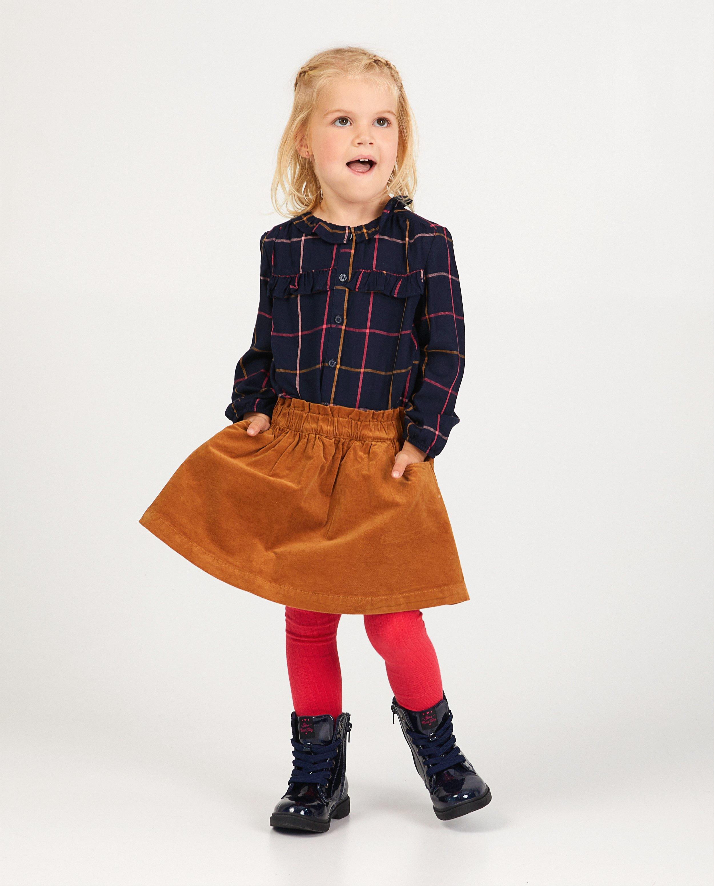Blauwe blouse met ruitjes - en ruches - Milla Star