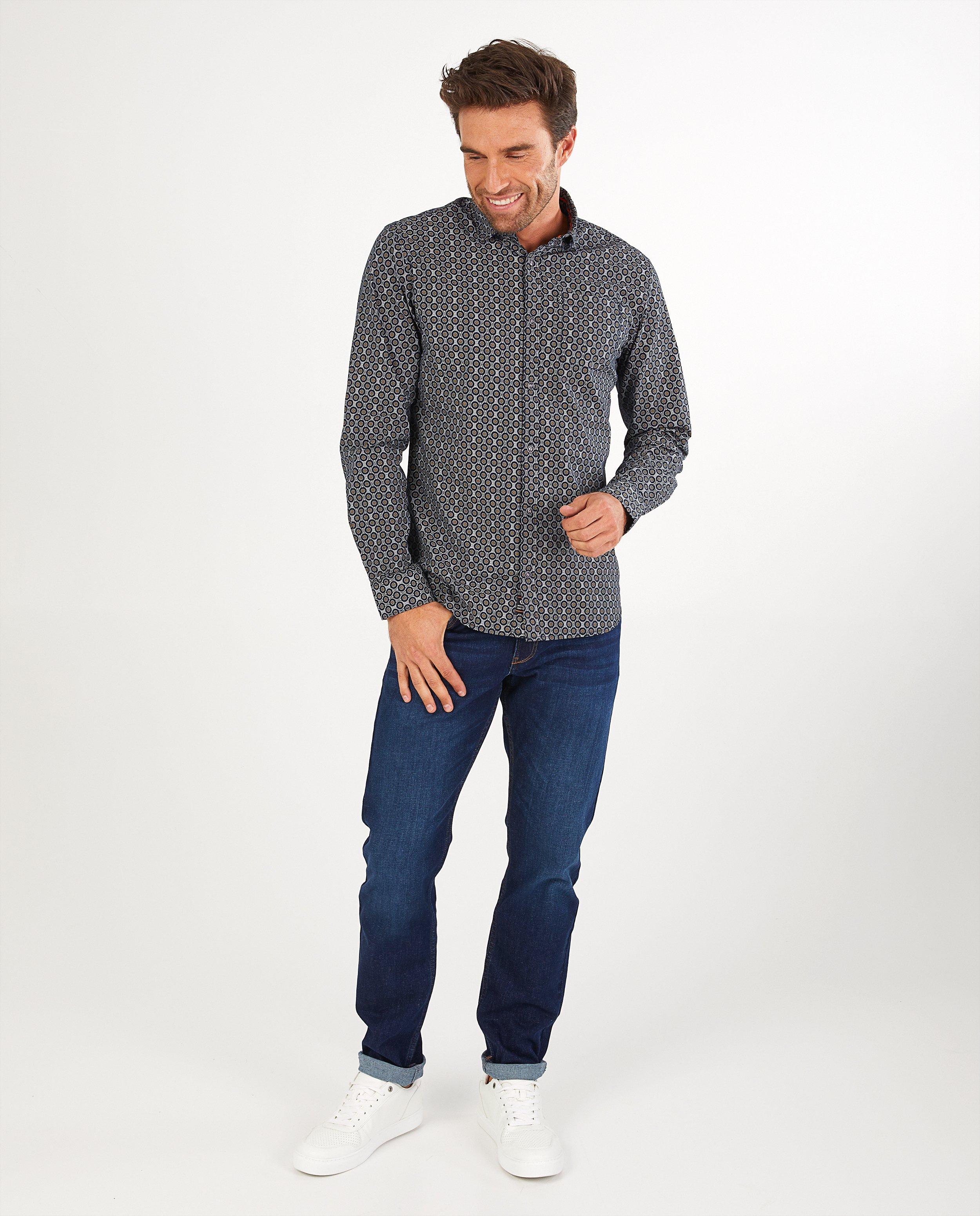 Blauw hemd met print Noize Amstrdm - allover - Noize