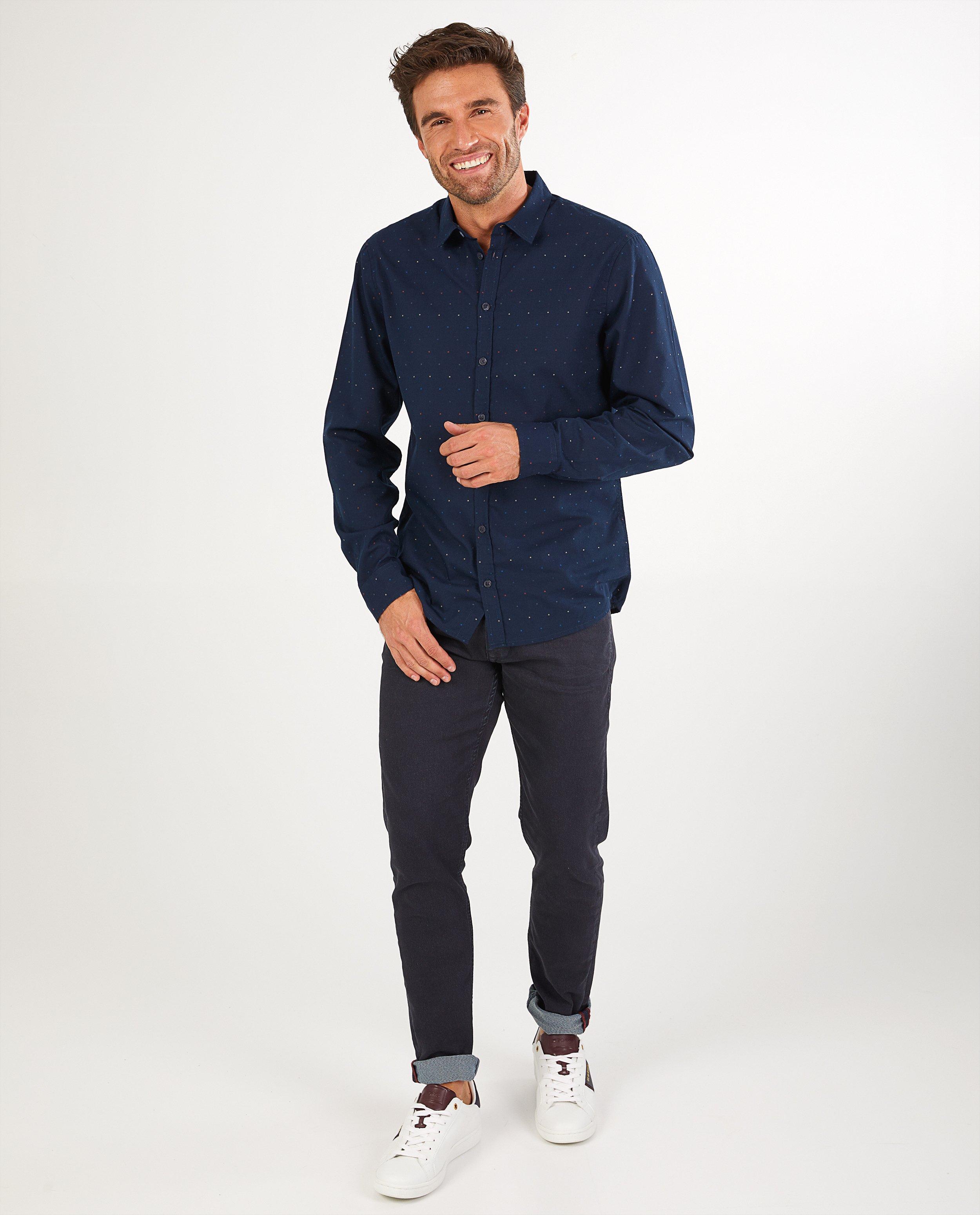 Blauw hemd met print League Danois - allover - League Danois
