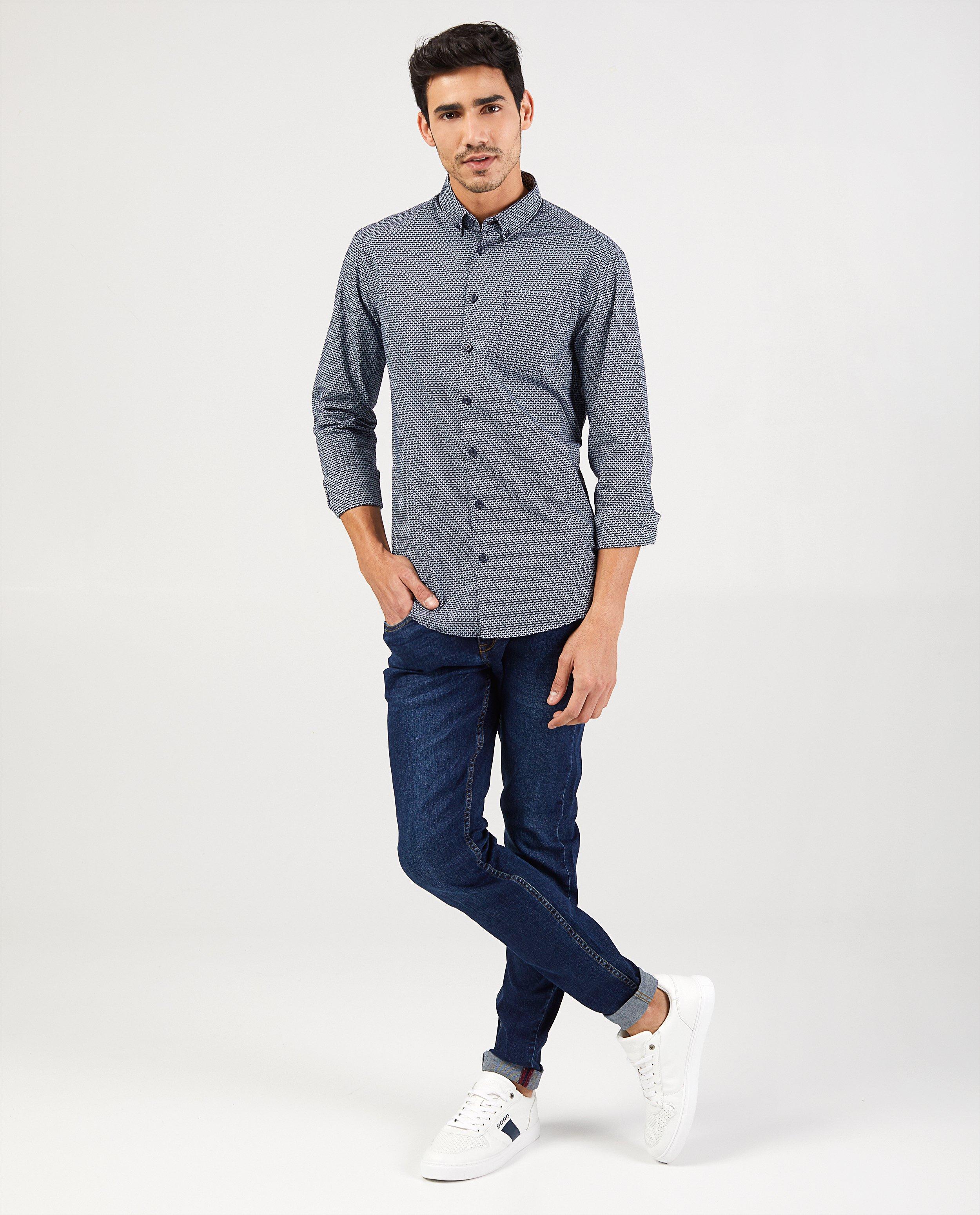Chemise brune avec imprimé - sur toute la surface - Quarterback