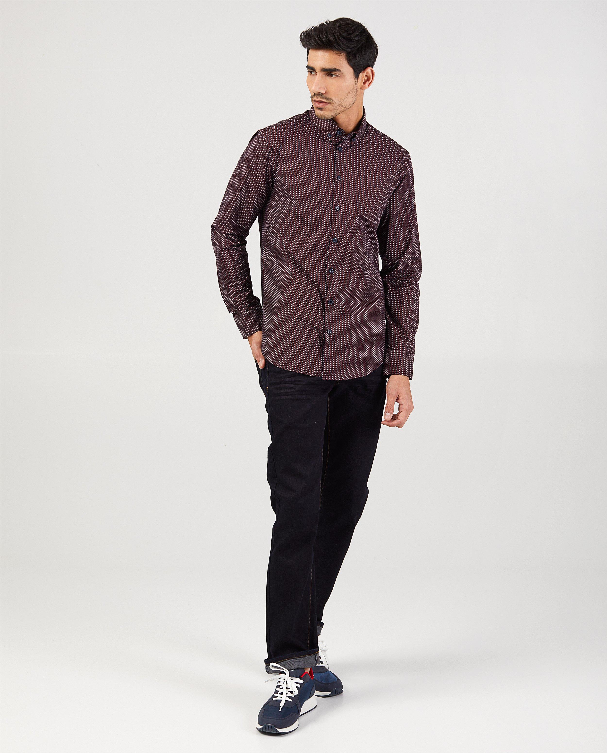 Chemise brune avec imprimé - sur toute la surface - Quarterback