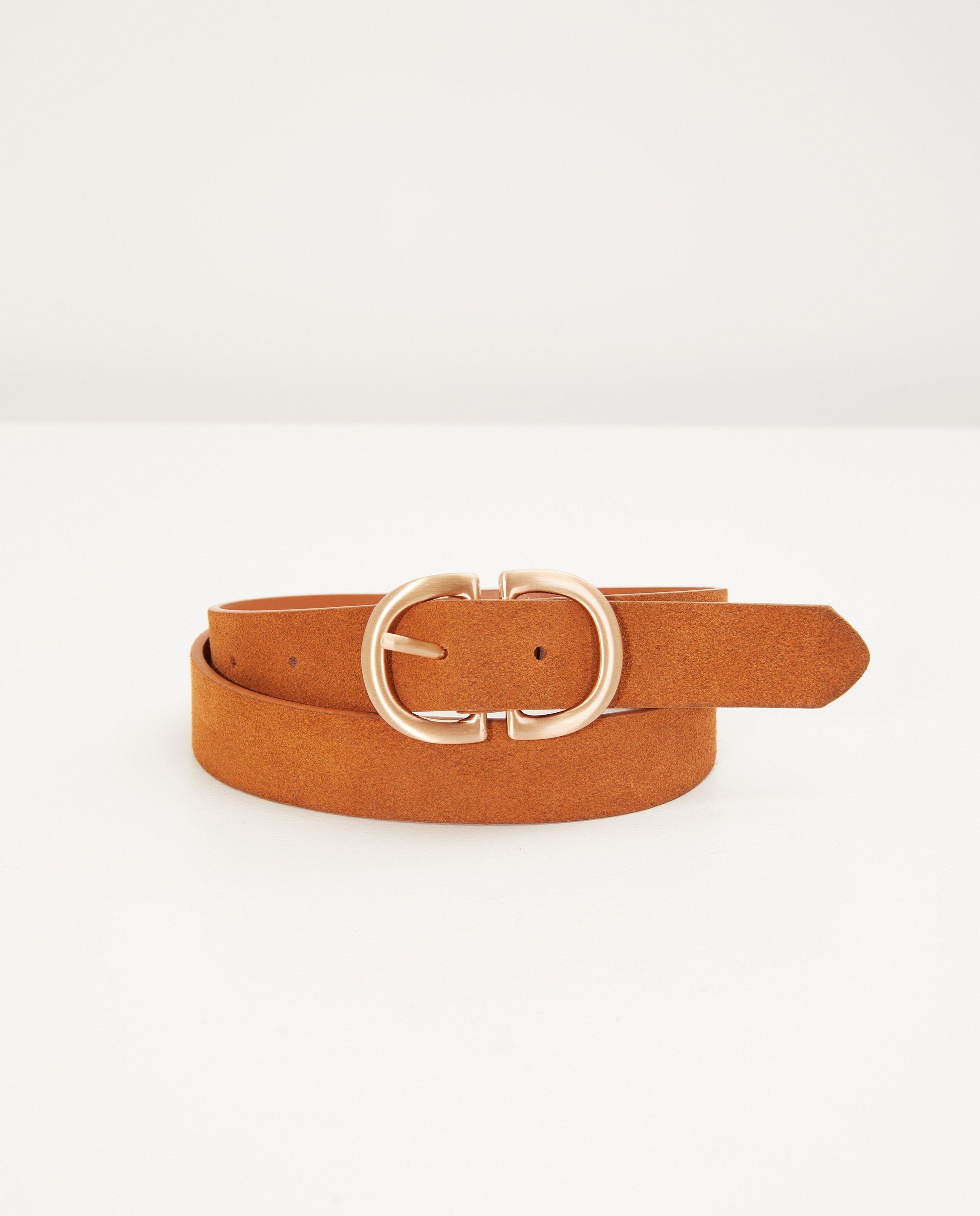 Ceinture brune en daim Pieces - boucle dorée - Pieces