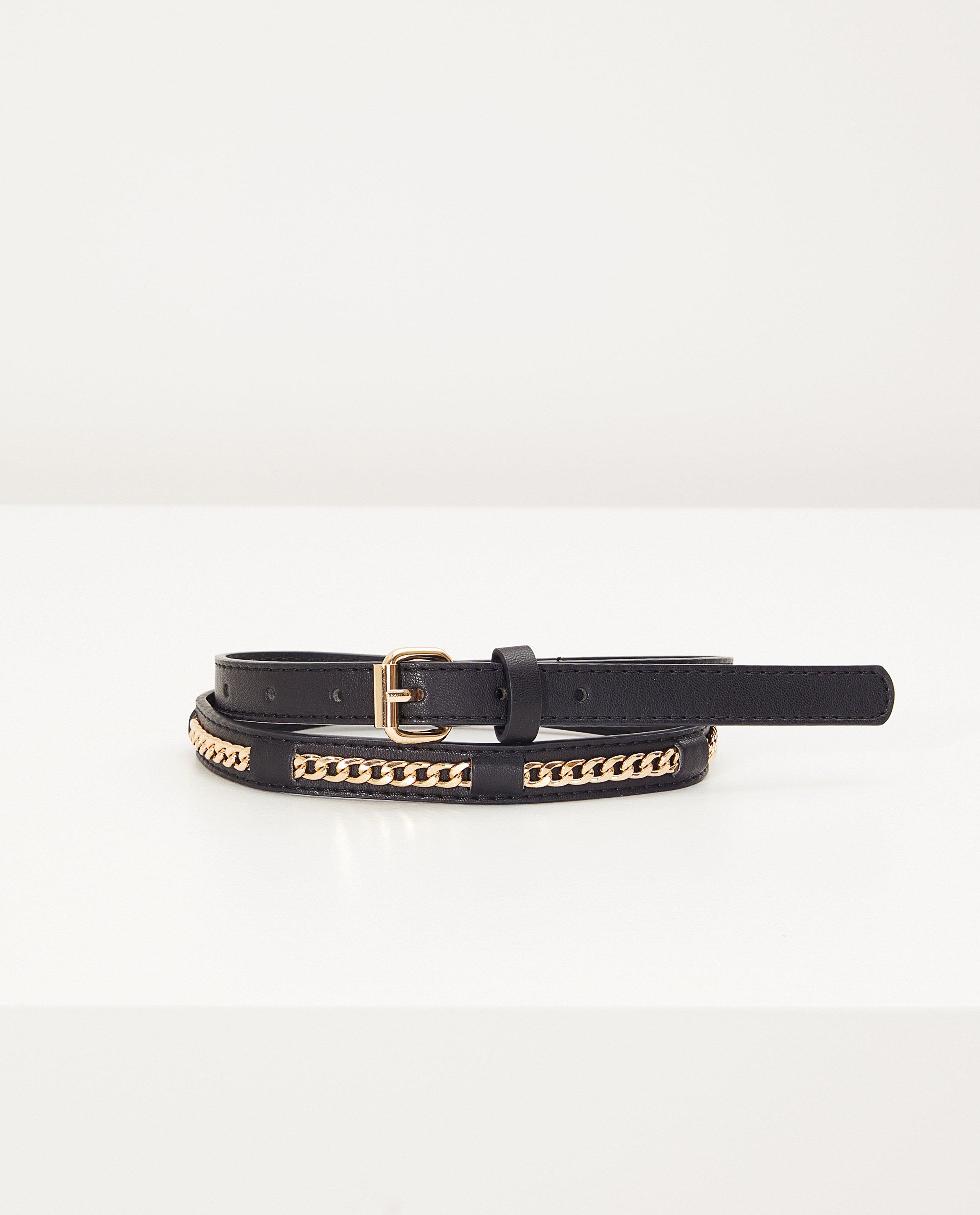 Zwarte riem met ketting Pieces - goudkleurig - Pieces