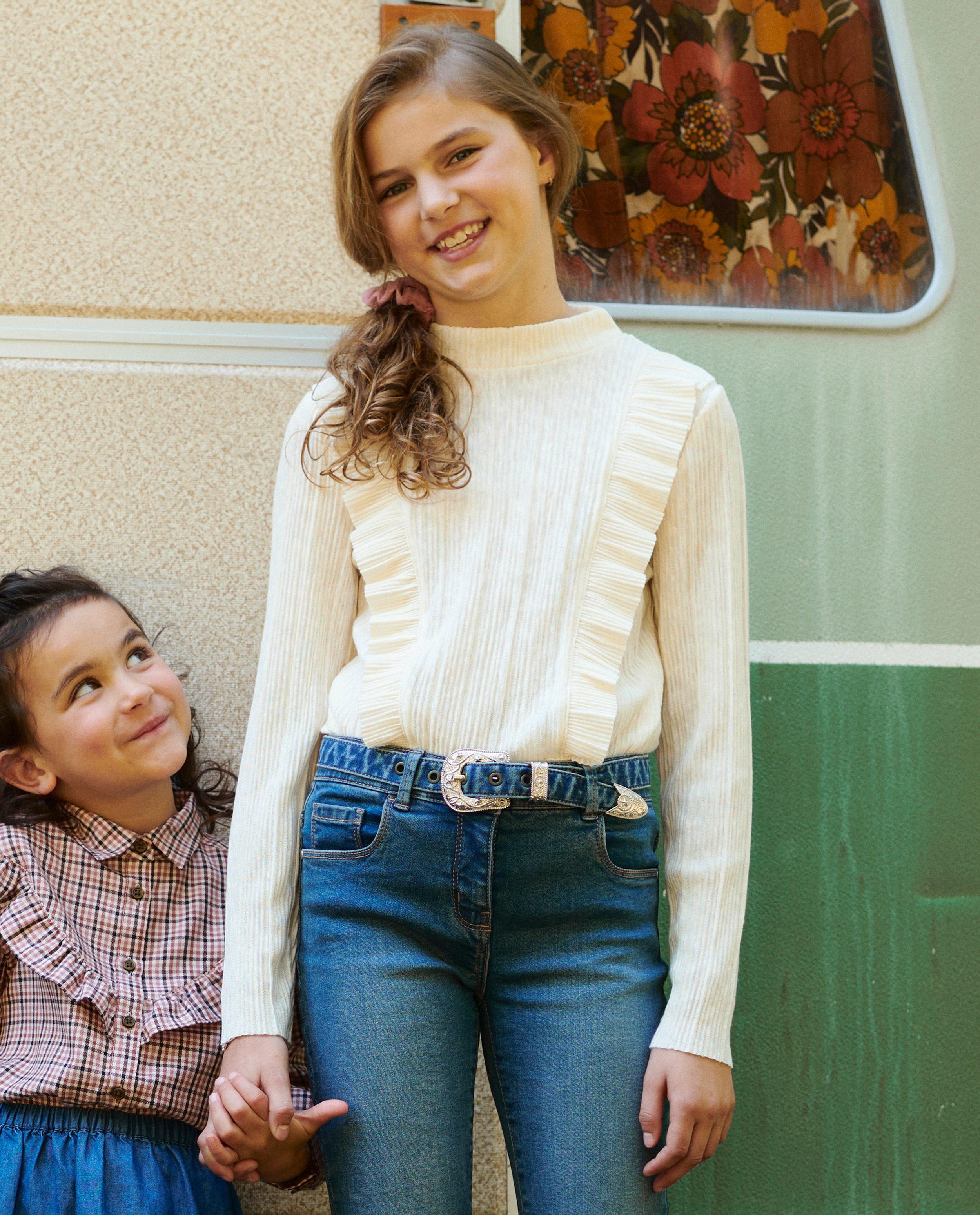 T-shirts - Witte longsleeve met ruches