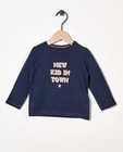 Blauwe longsleeve met opschrift - stretch - Cuddles and Smiles