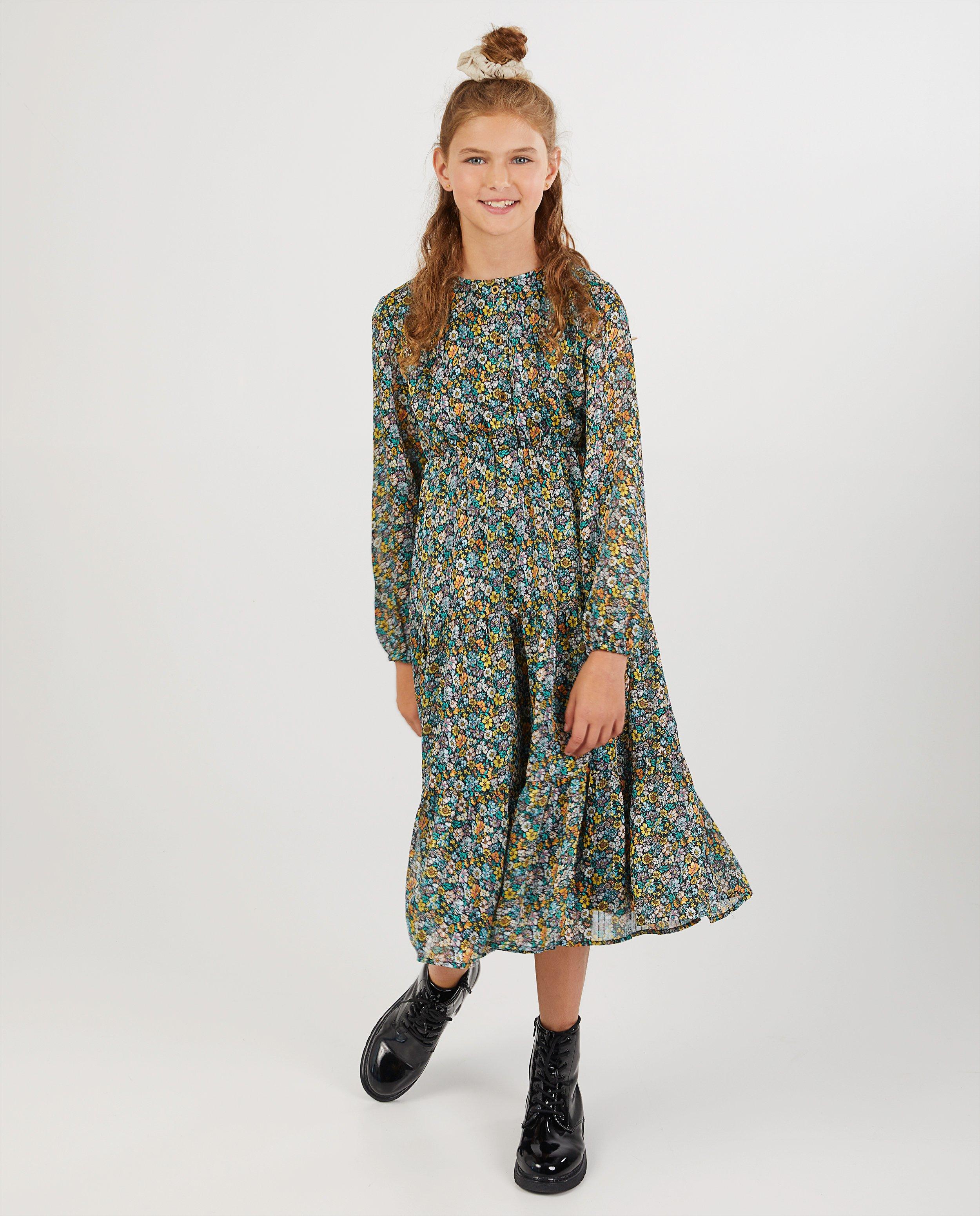 Zwarte jurk met bloemenprint - allover - Fish & Chips