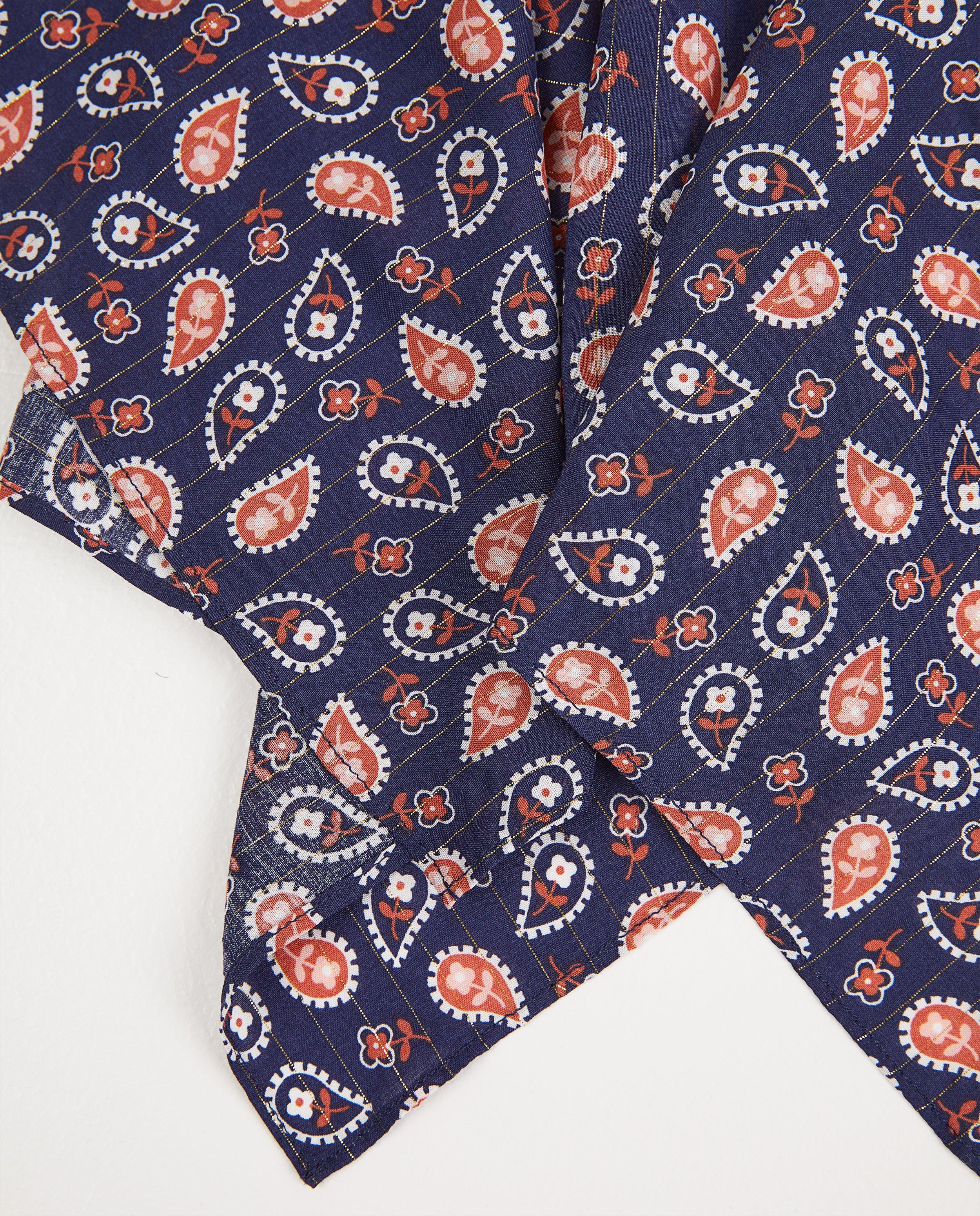Breigoed - Blauwe sjaal met paisleymotief