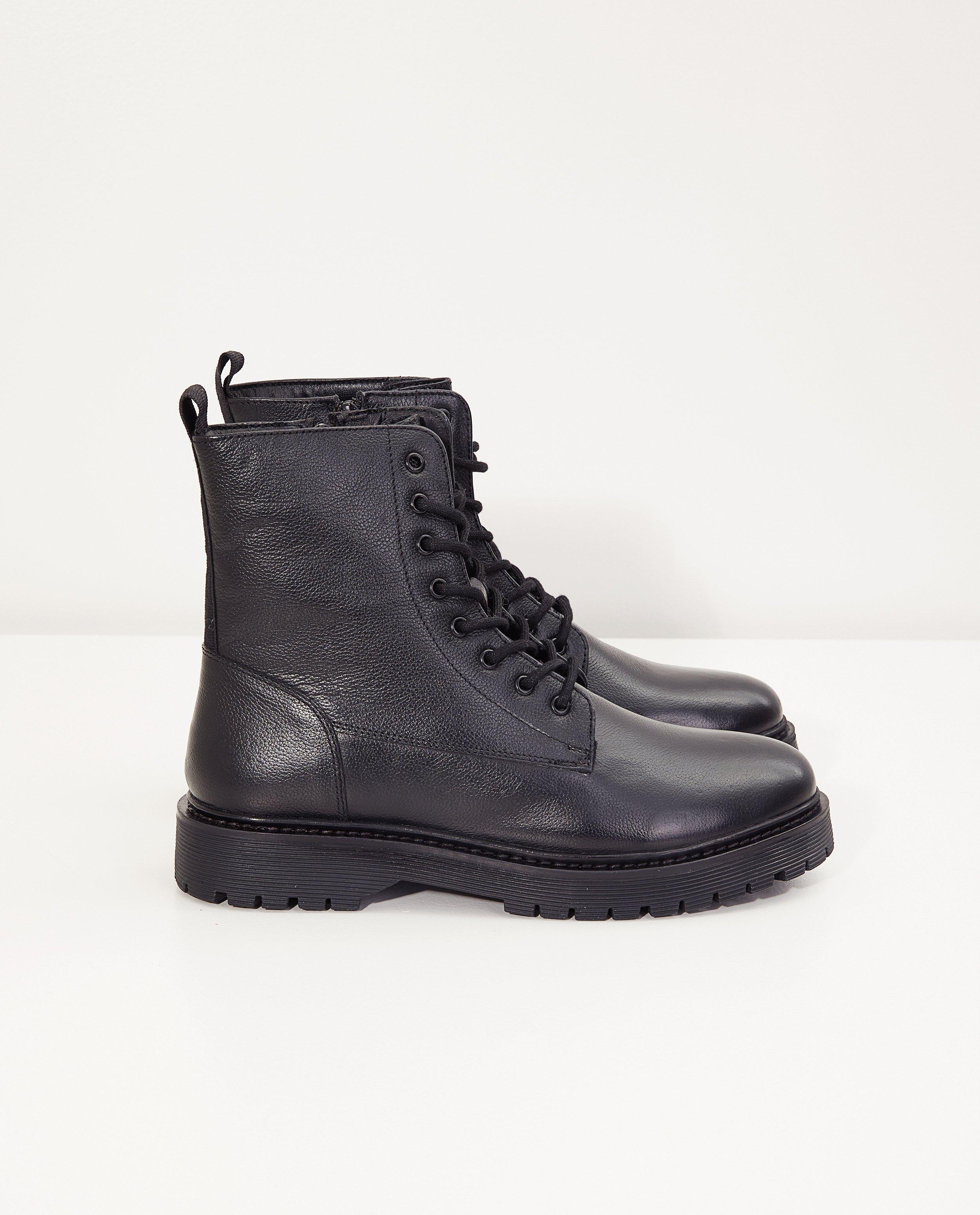 Bottes à lacet noires, pointure 36-41 - avec une fermeture à glissière - Sora