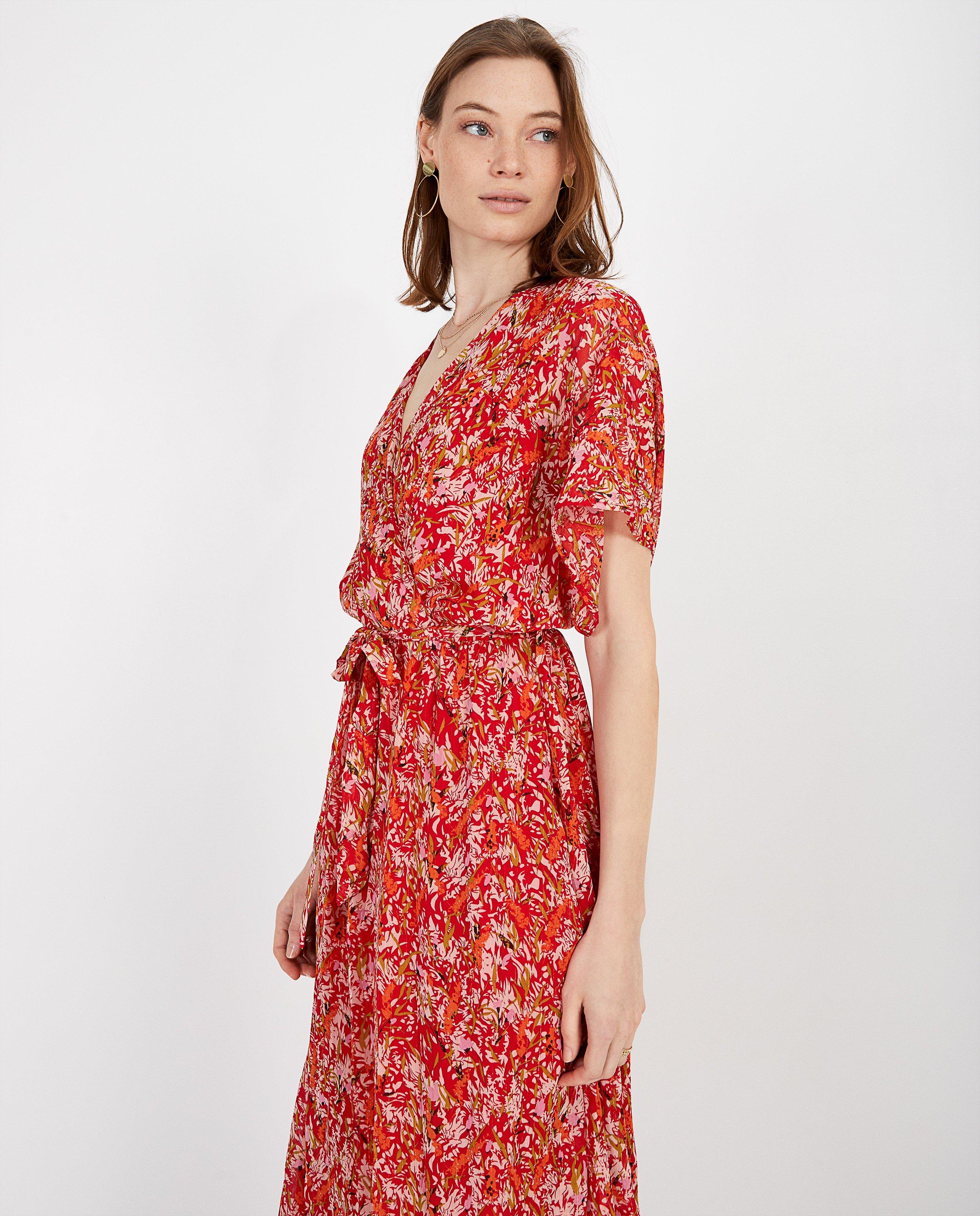 Robe maxi, imprimé fleuri - et fil métallisé - Paris