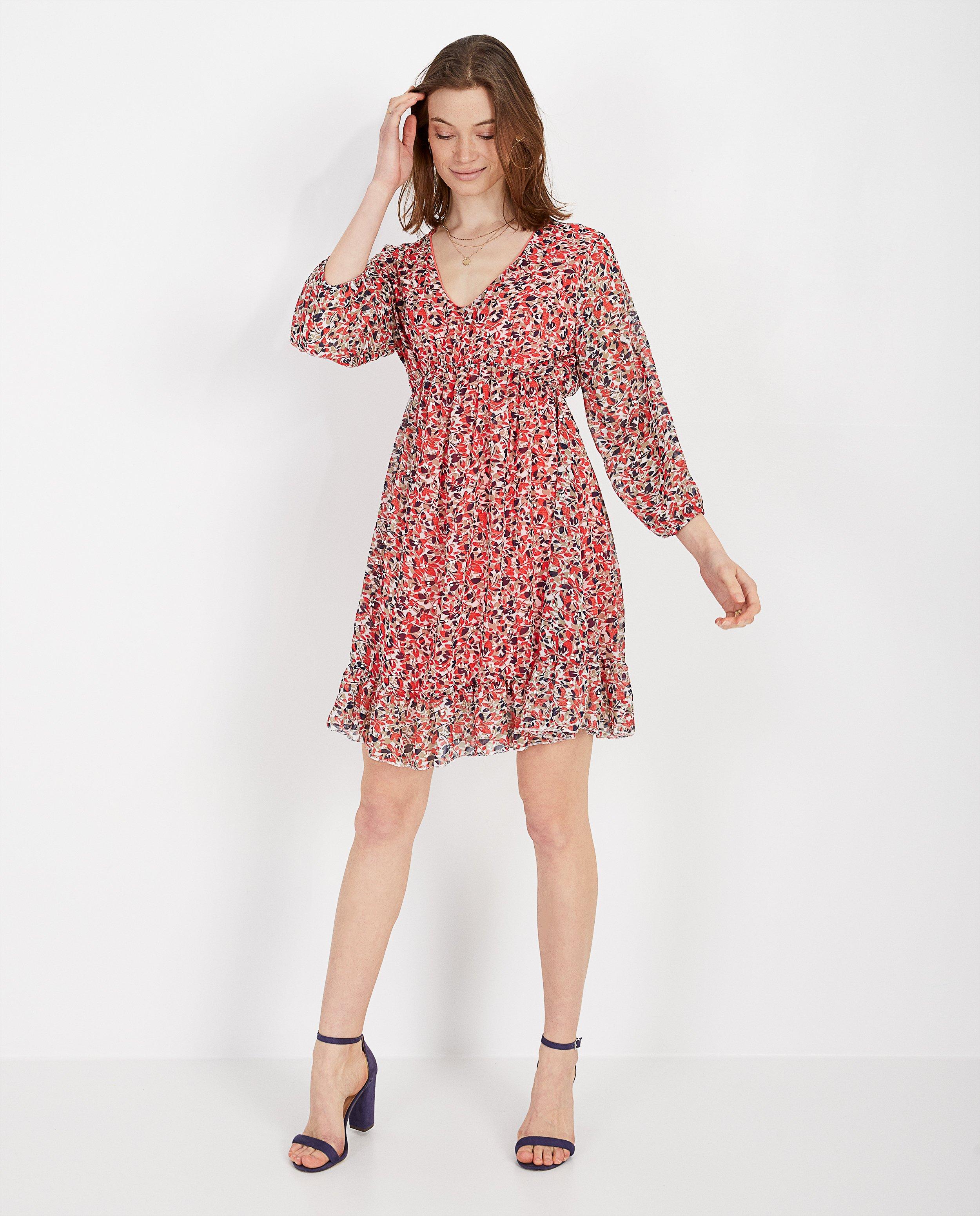 Robe rose à imprimé - sur toute la surface - Paris