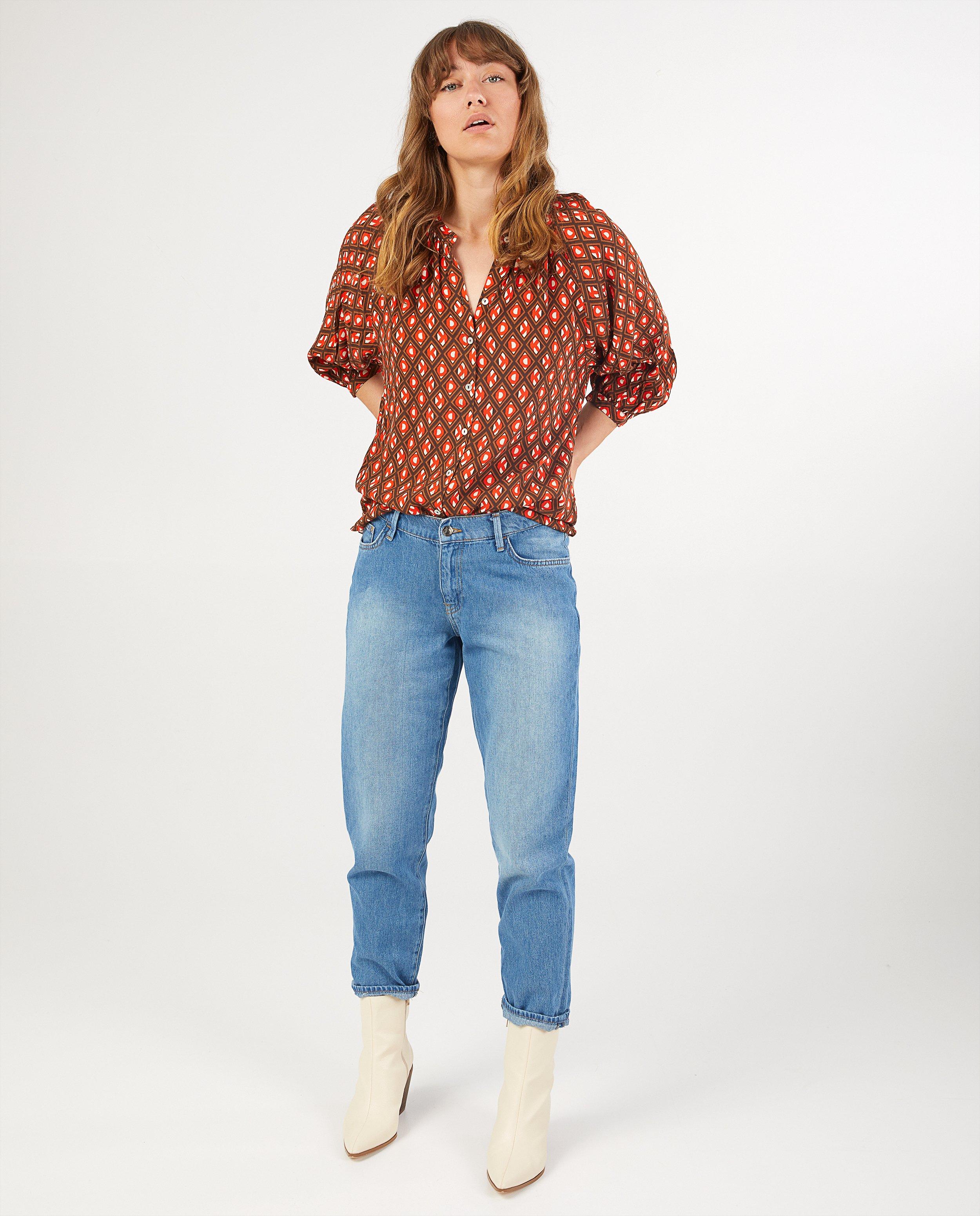 Blouse met print Karen Damen - Product Detail - donkerbruin - afbeelding nummer 1