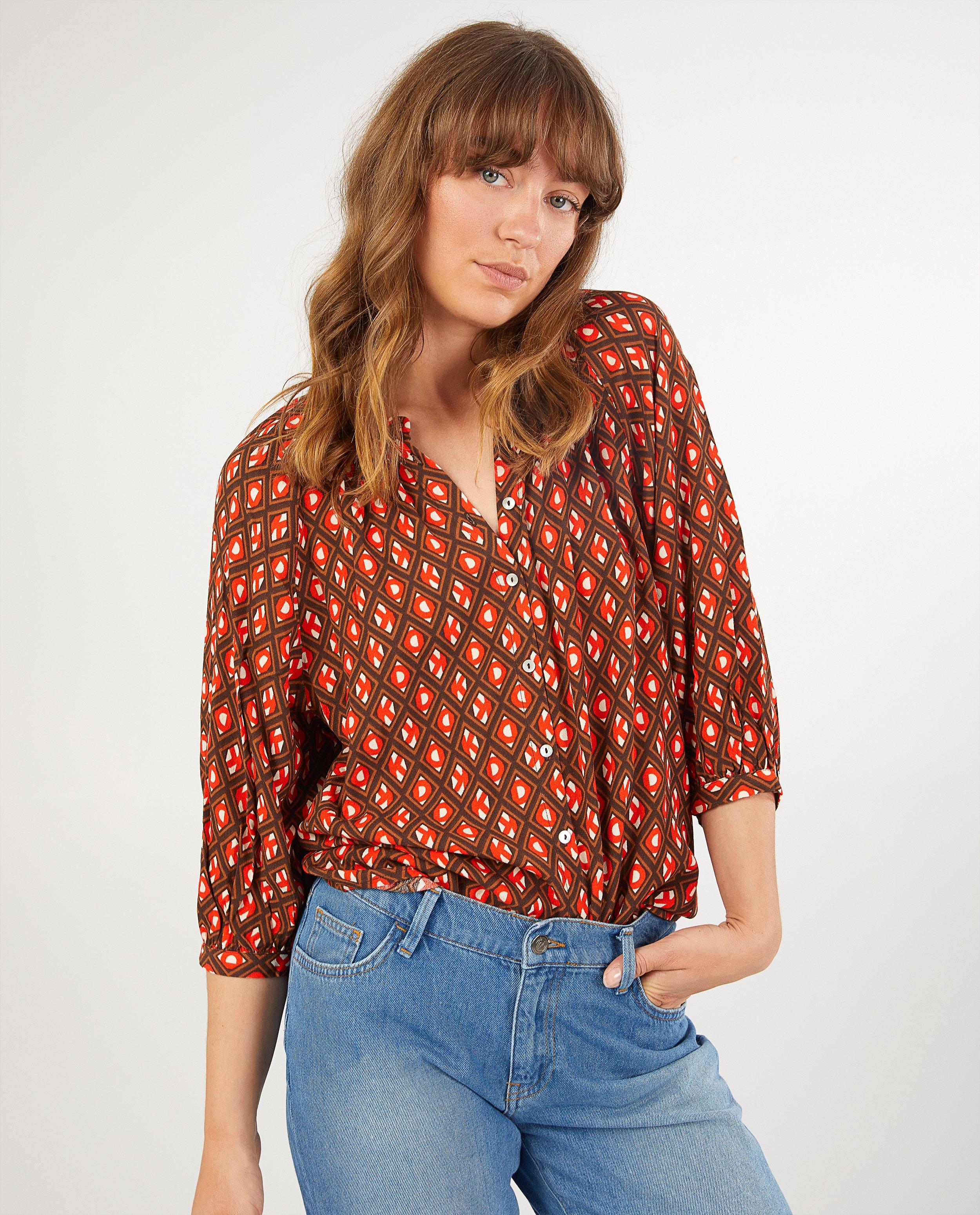 Blouse met print Karen Damen - Product Detail - donkerbruin - afbeelding nummer 2