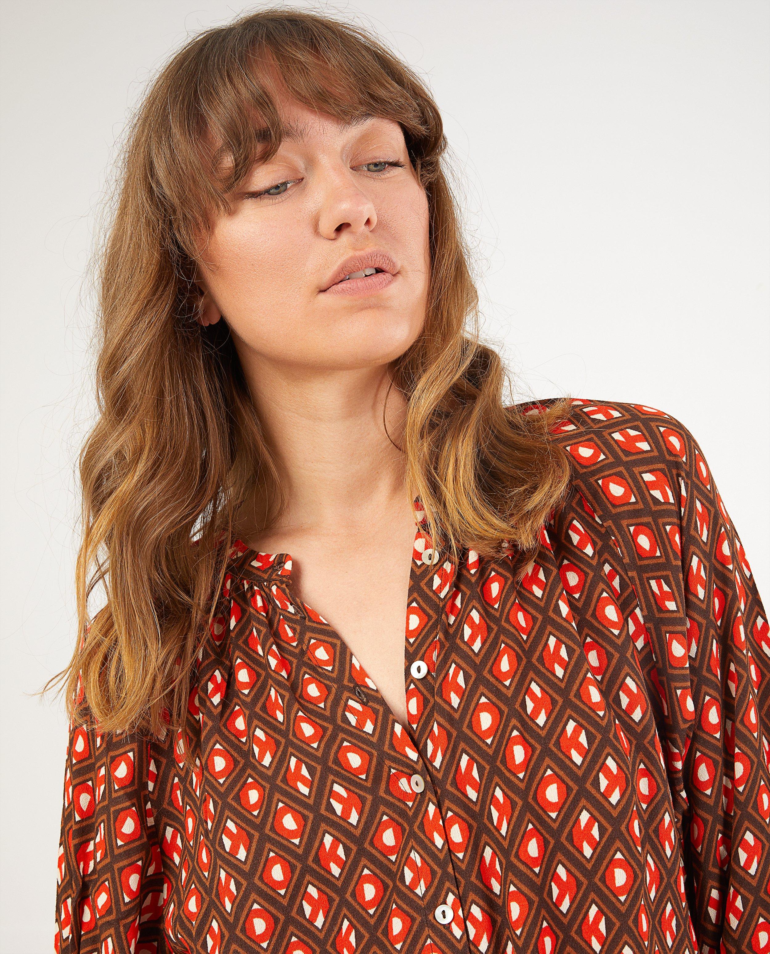 Blouse met print Karen Damen - Product Detail - donkerbruin - afbeelding nummer 4