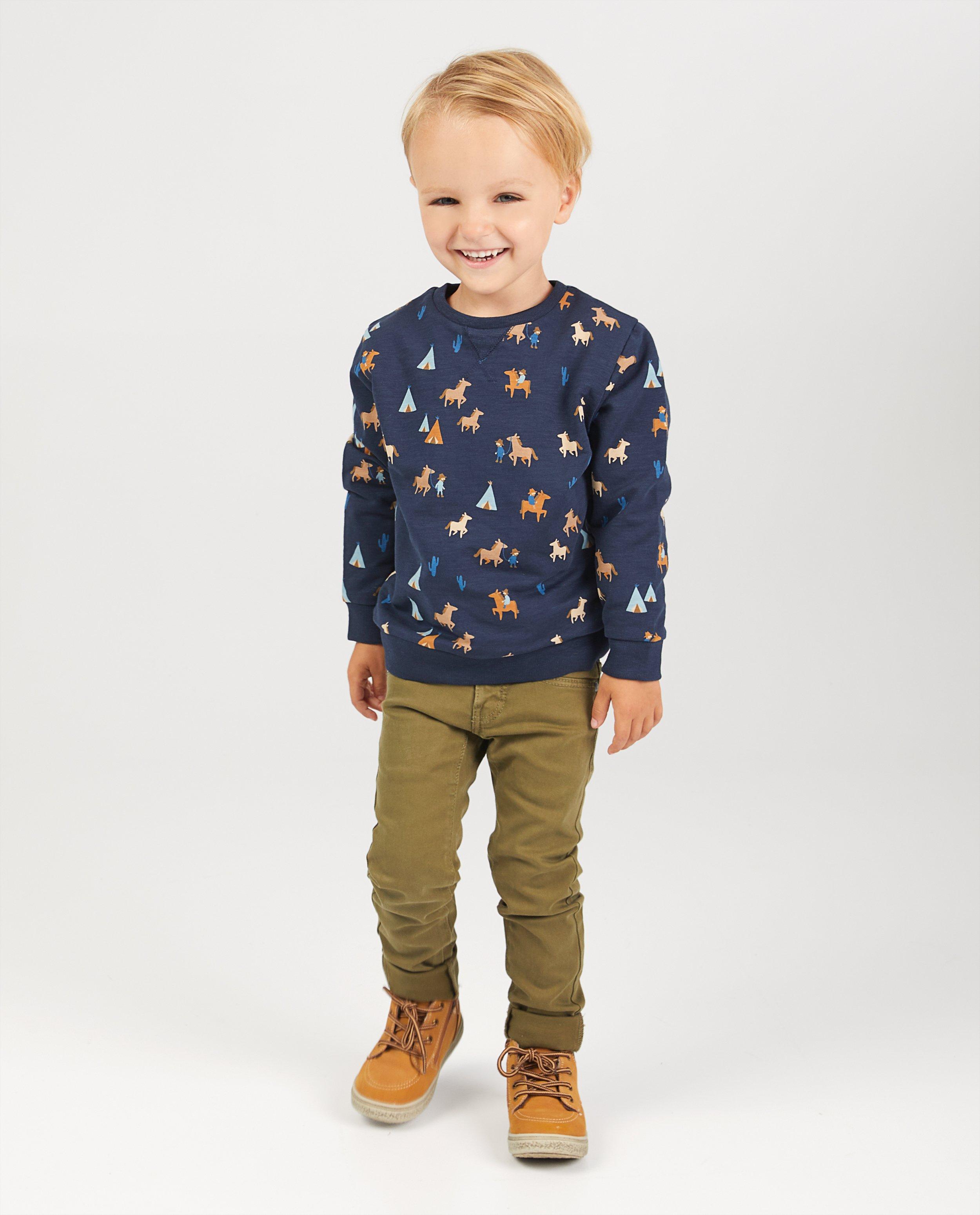 Sweat bleu en coton bio - à imprimé sur toute la surface - Kidz Nation