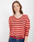 Truien - Gebreide trui in roze en rood