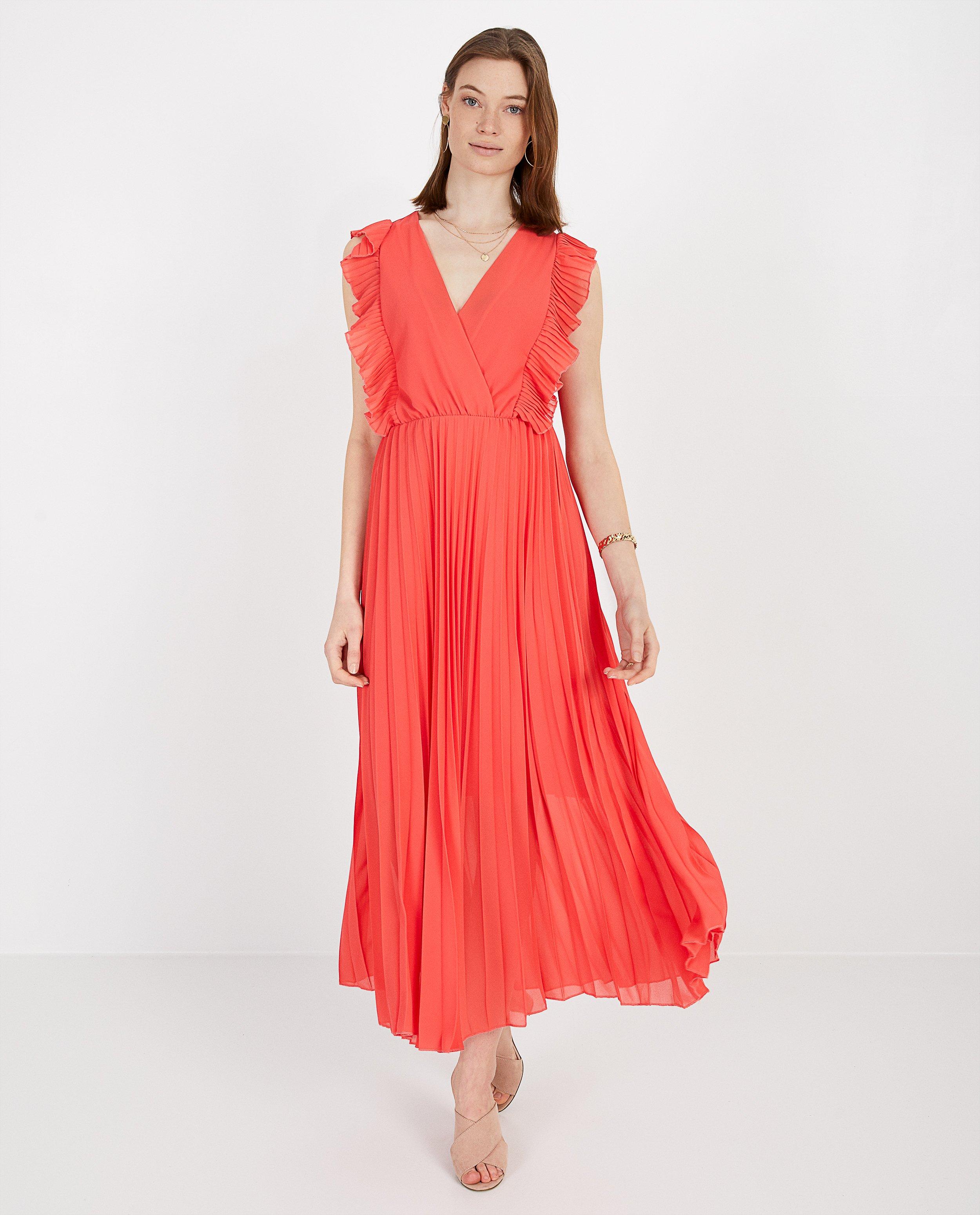 Roze maxi-jurk met pliss&eacute; - Product Detail - rood - afbeelding nummer 1