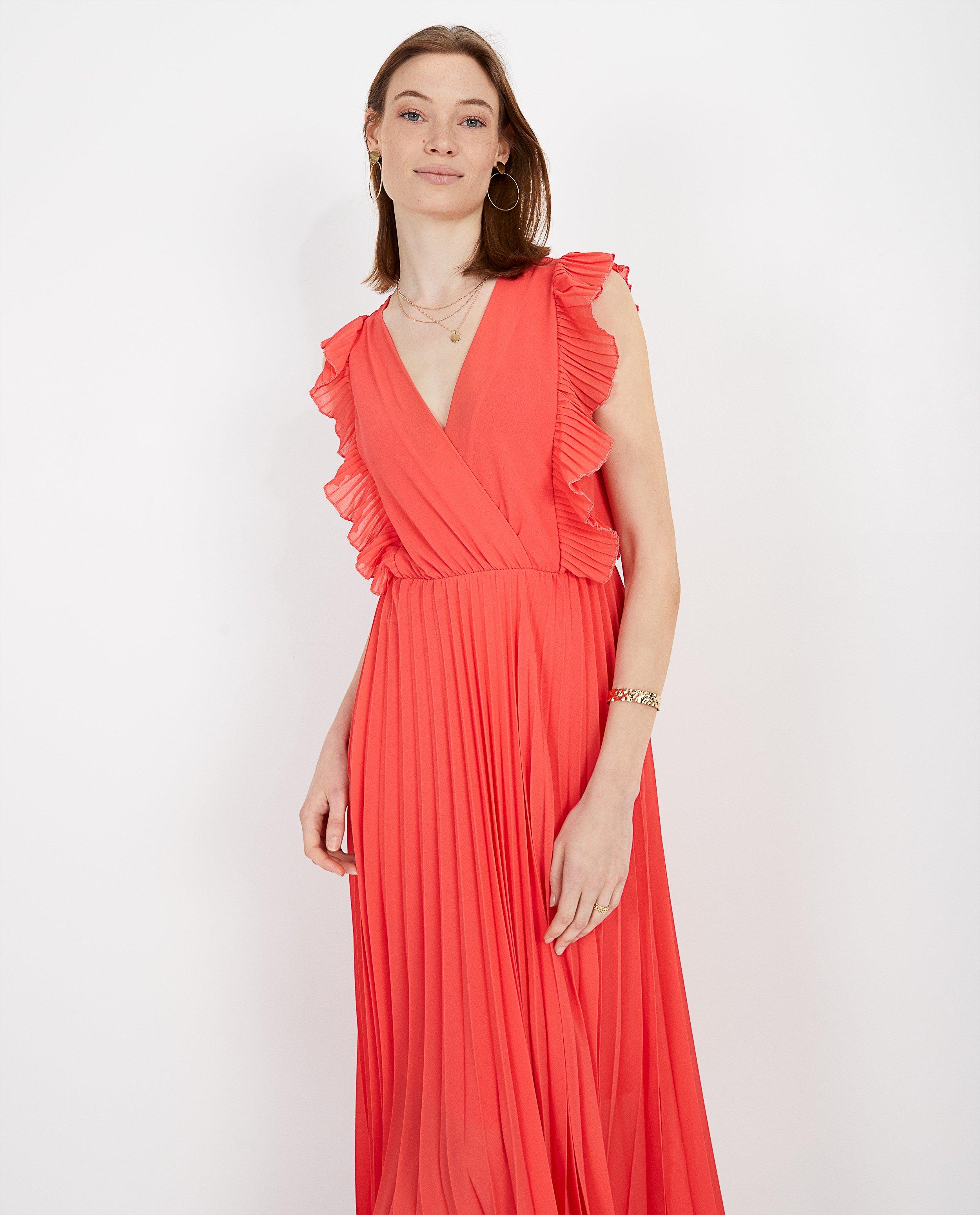 Roze maxi-jurk met pliss&eacute; - Product Detail - rood - afbeelding nummer 2