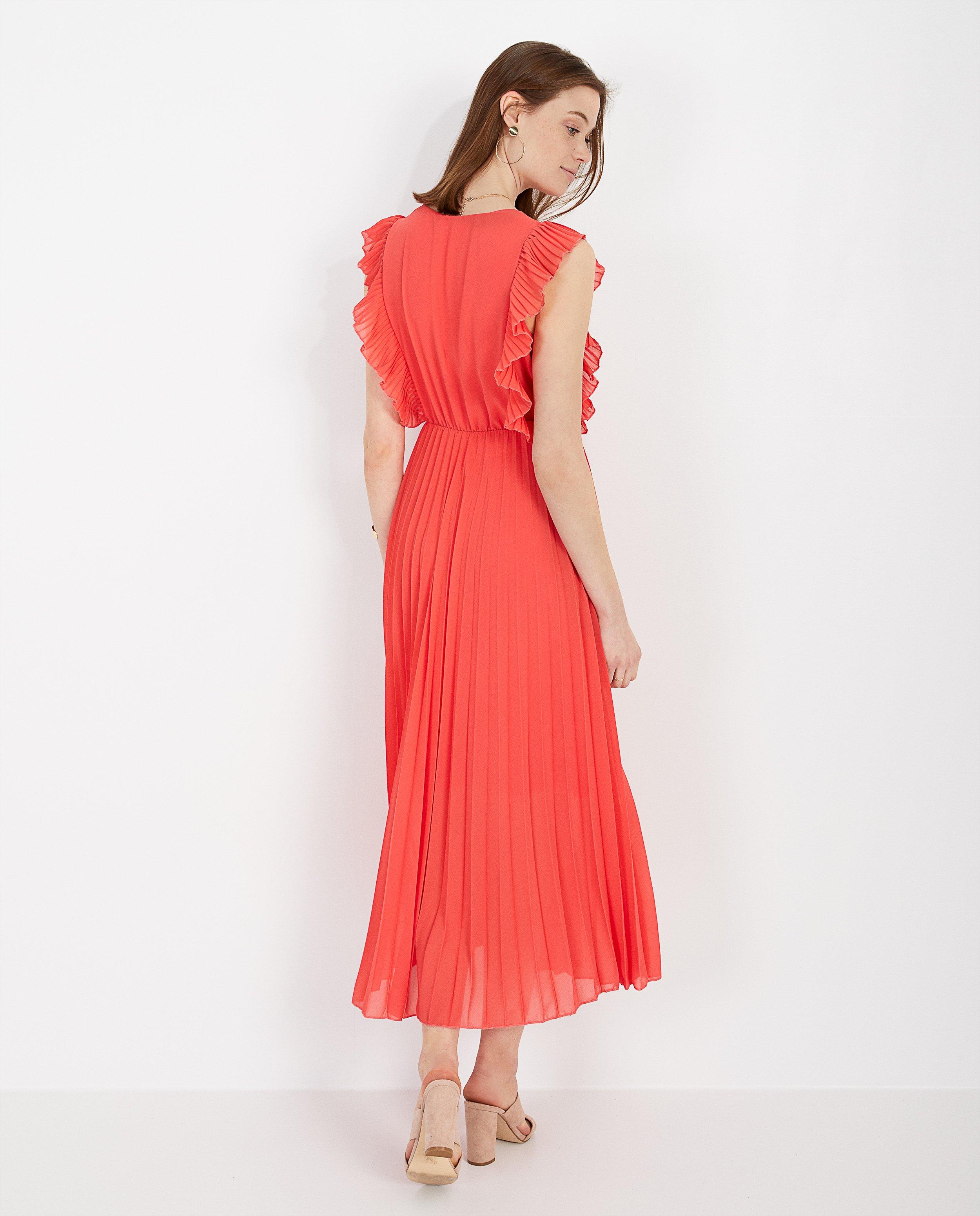 Roze maxi-jurk met pliss&eacute; - Product Detail - rood - afbeelding nummer 3