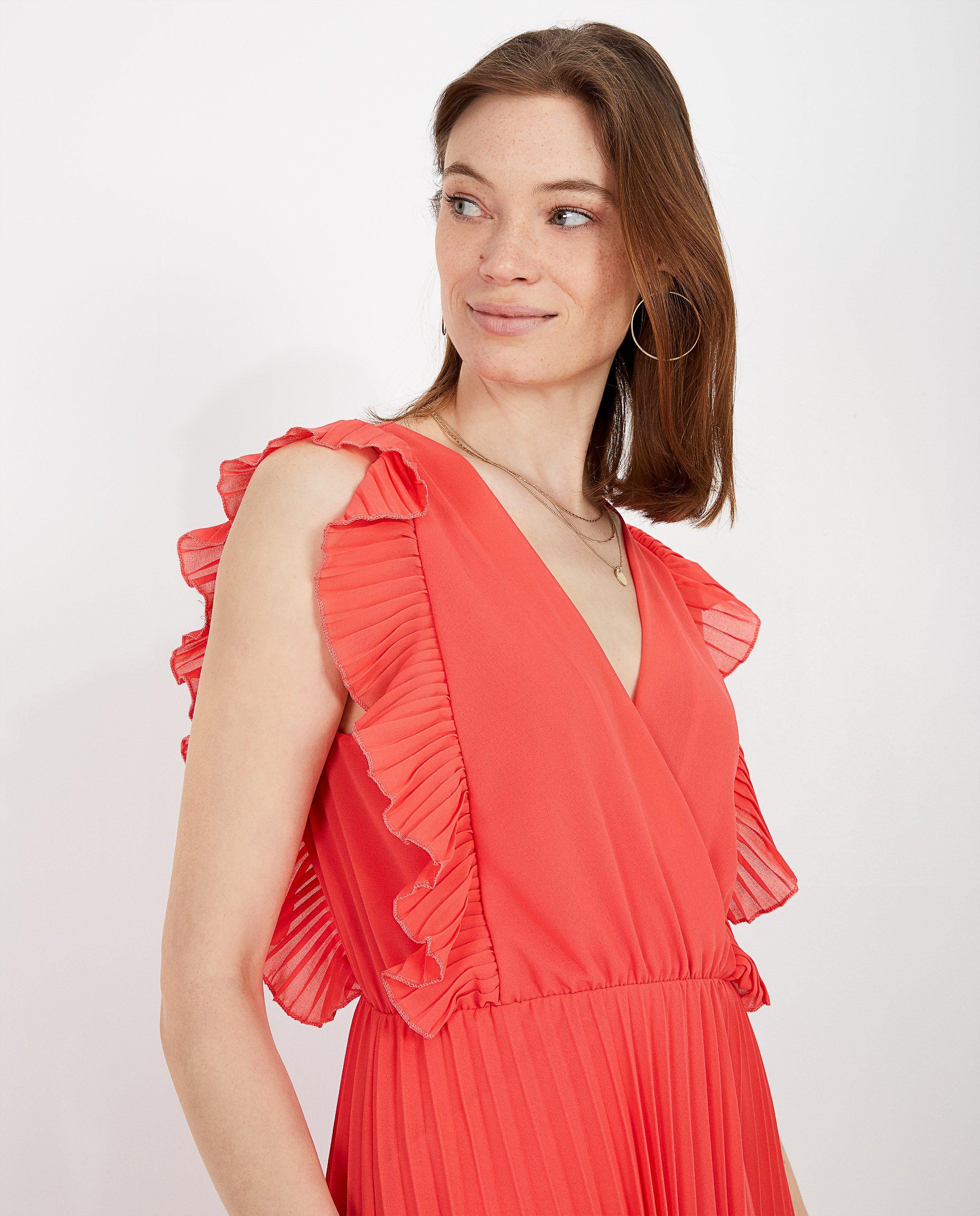Roze maxi-jurk met pliss&eacute; - Product Detail - rood - afbeelding nummer 4