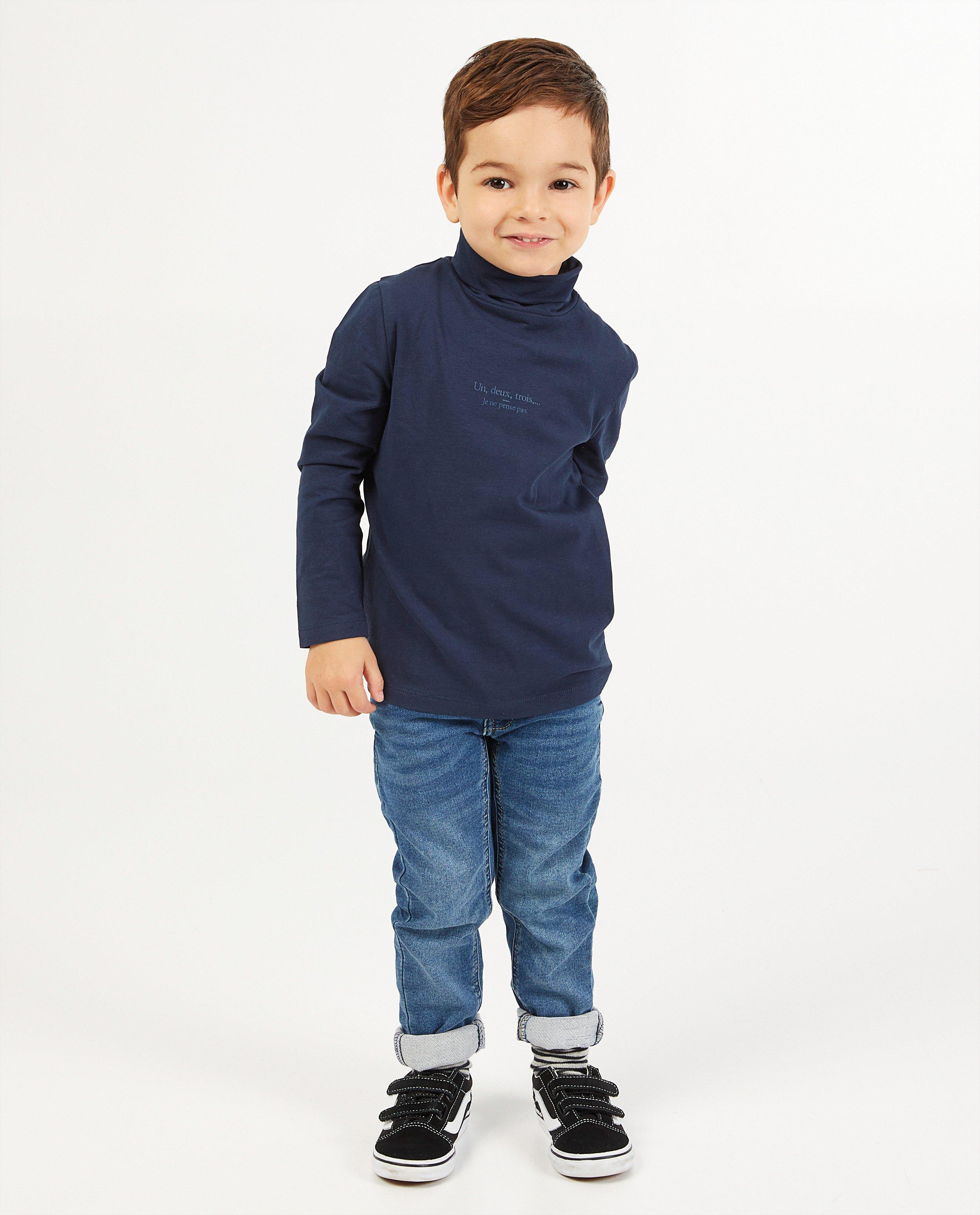 Blauwe souspull met print BESTies - van biokatoen - Besties