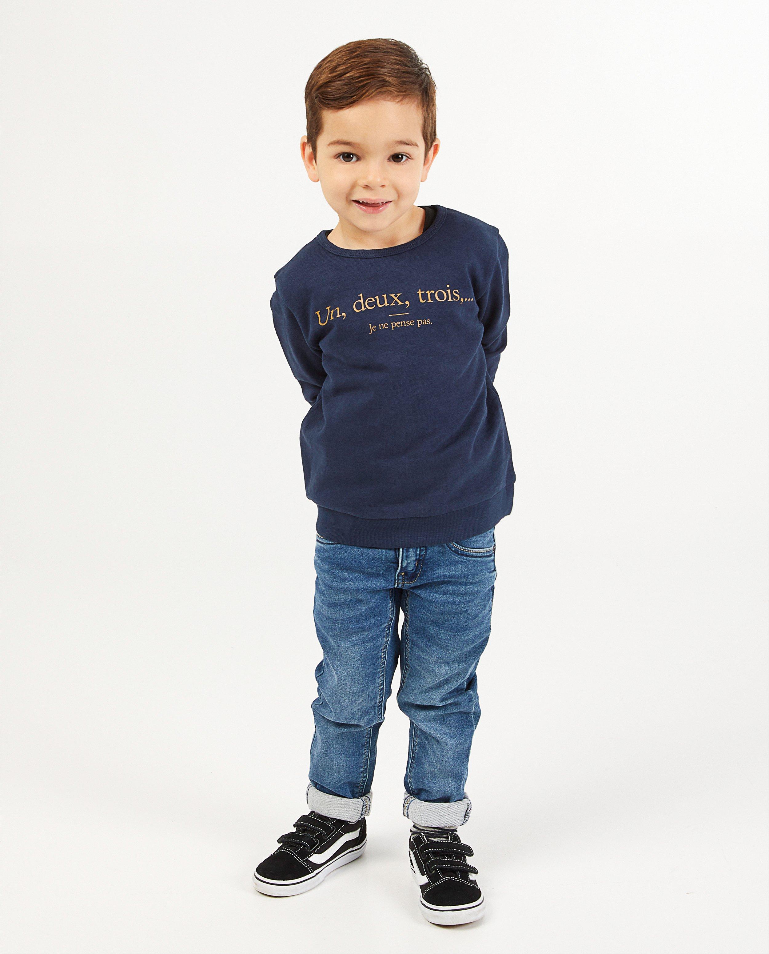 Grijze sweater met print BESTies - opschrift - Besties