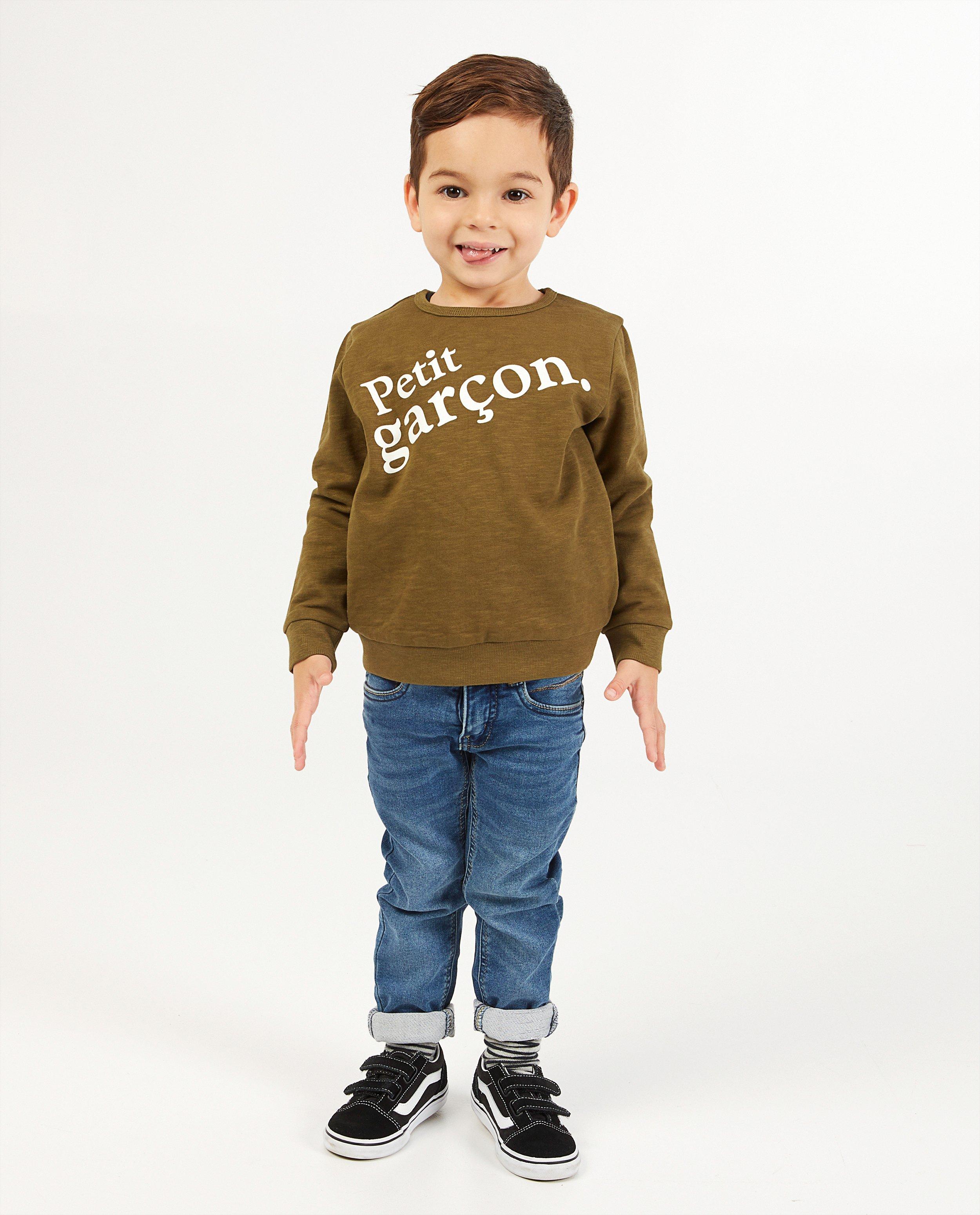 Groene sweater met print BESTies - opschrift - Besties